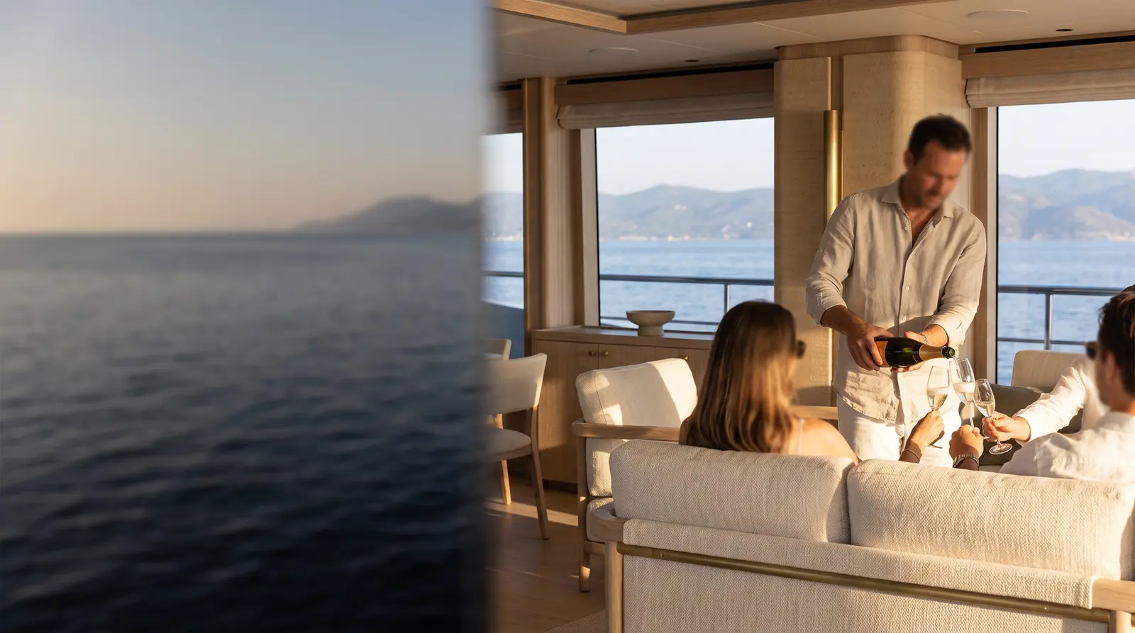 Hosting guests in a superyacht saloon