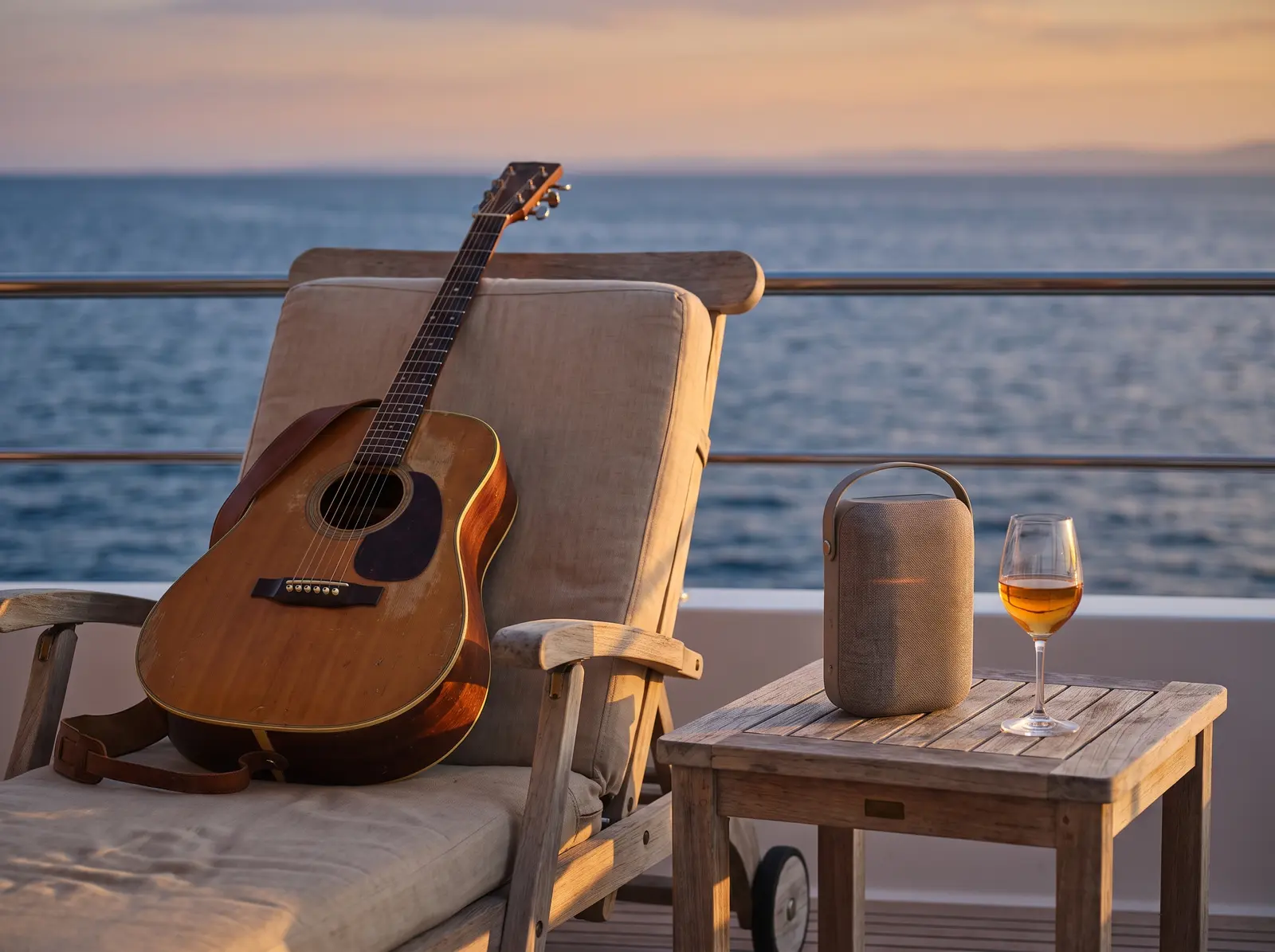 Guitar ready for a live musician on deck
