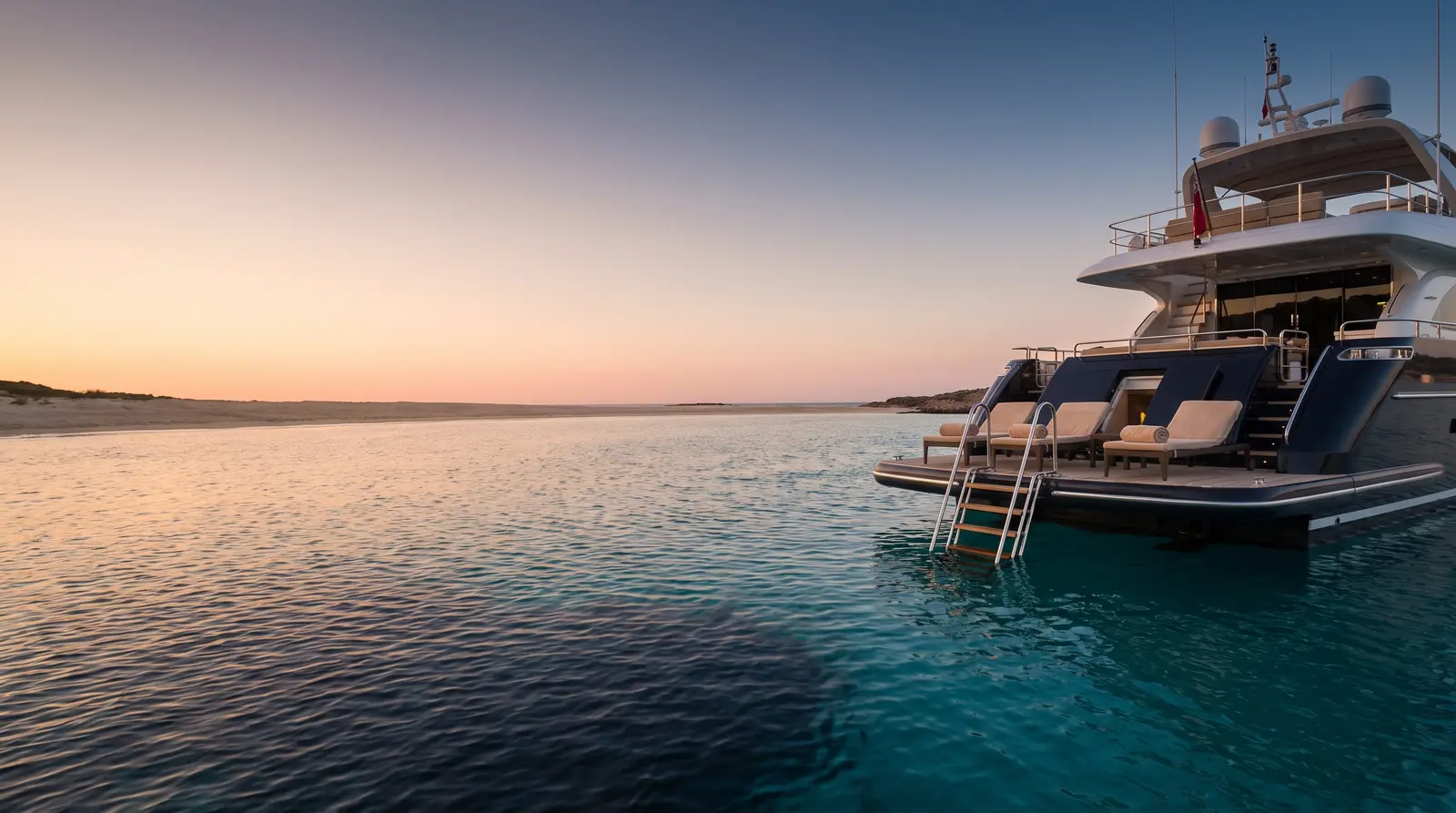 Yacht anchored in a turquoise bay for a day charter