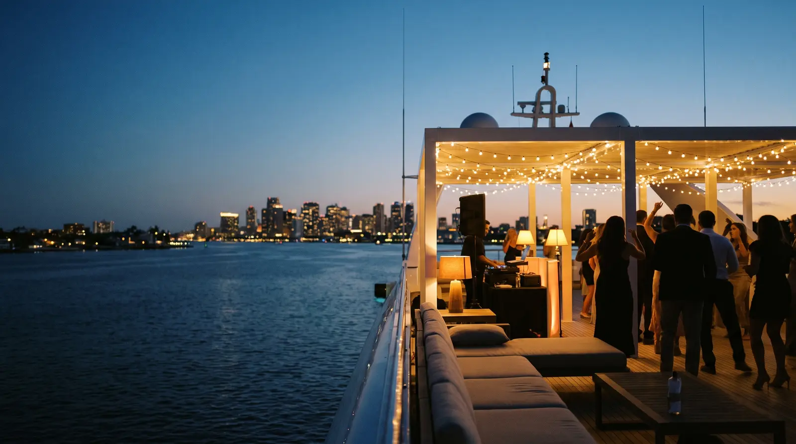 Night party on a yacht sundeck