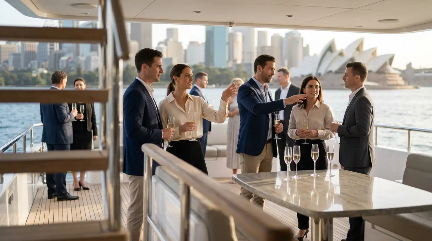 Corporate Yacht Events on Sydney Harbour, Curated to Your Guest Count, Tone and Goal