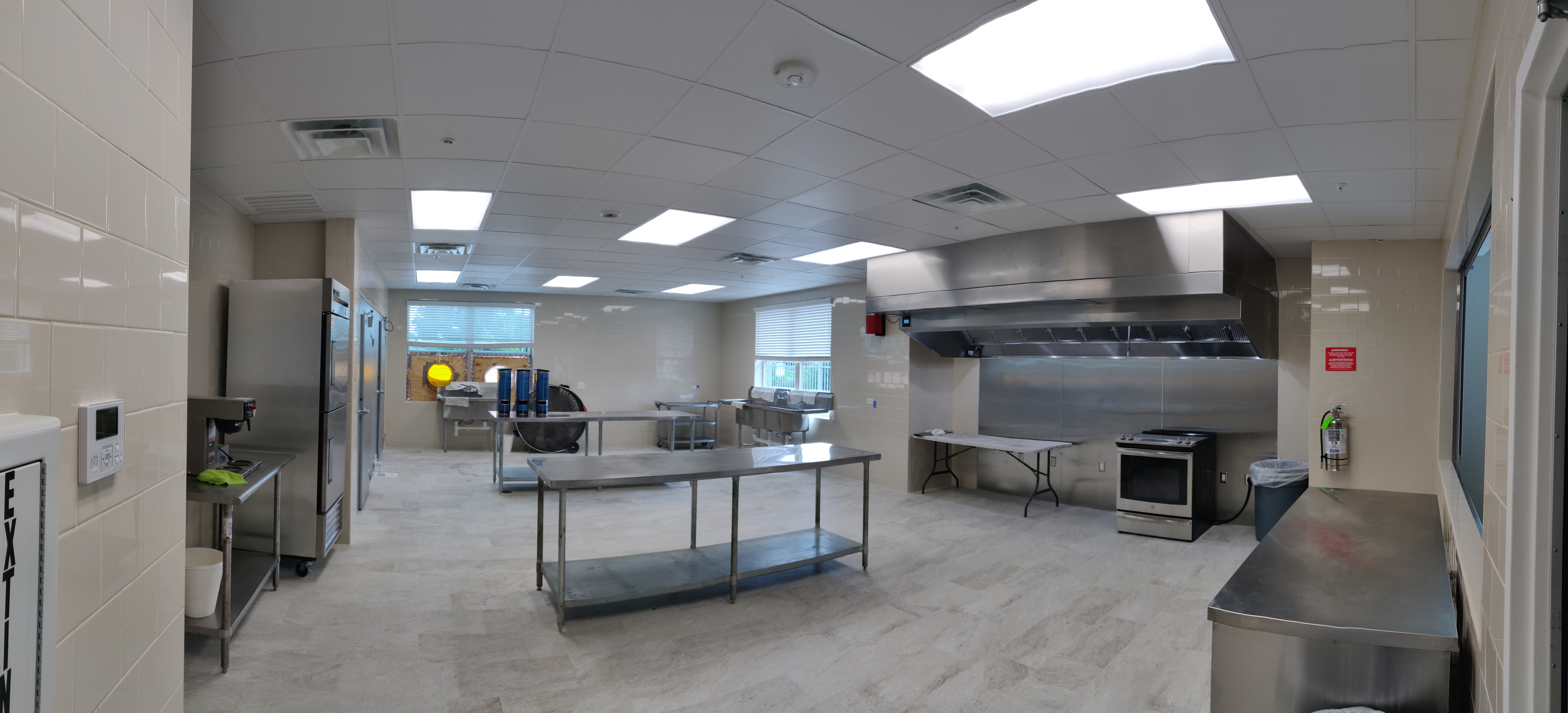 Interior view of a professional modern kitchen