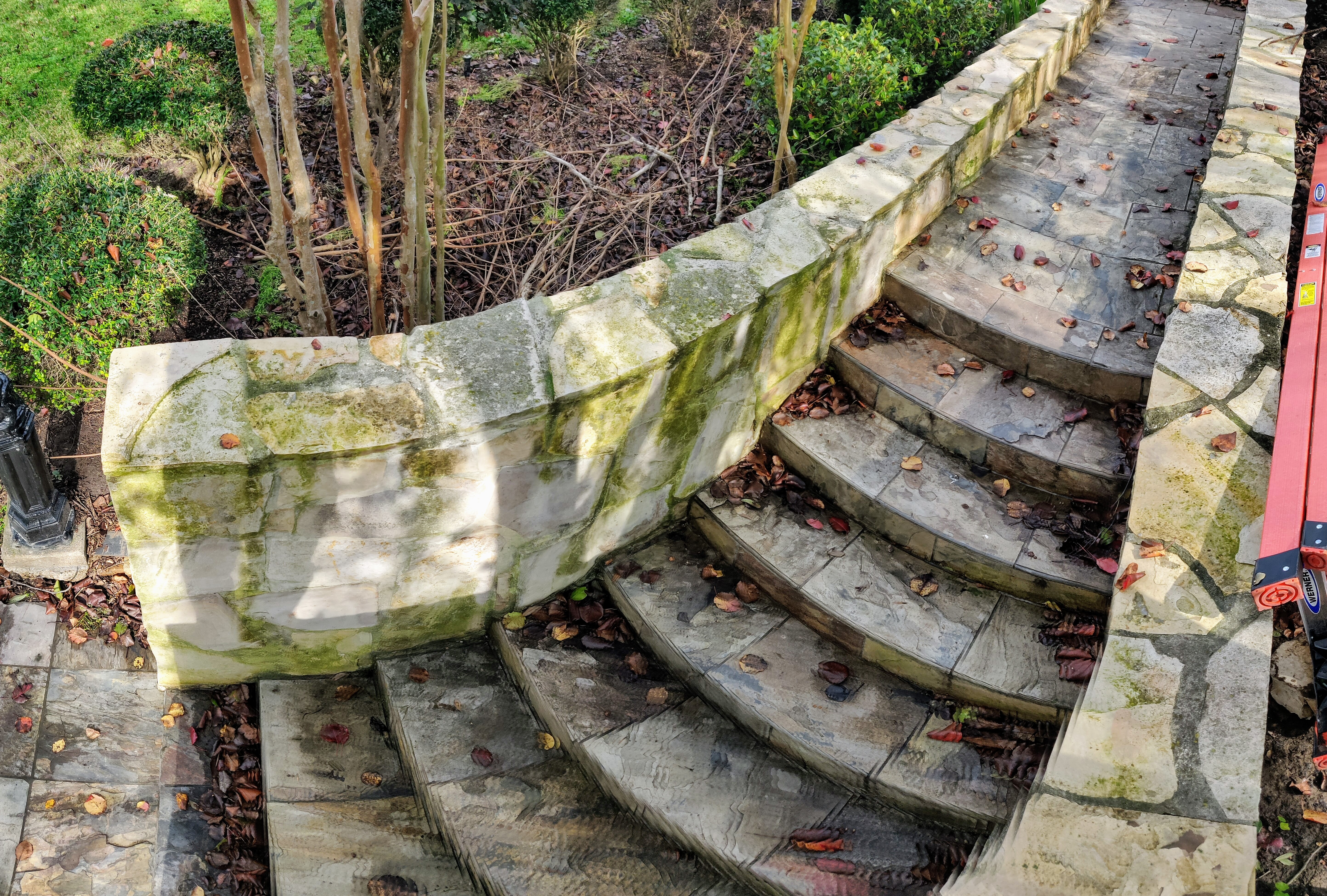 Old stairs marked for demolition, to be replaced by ADA ramp