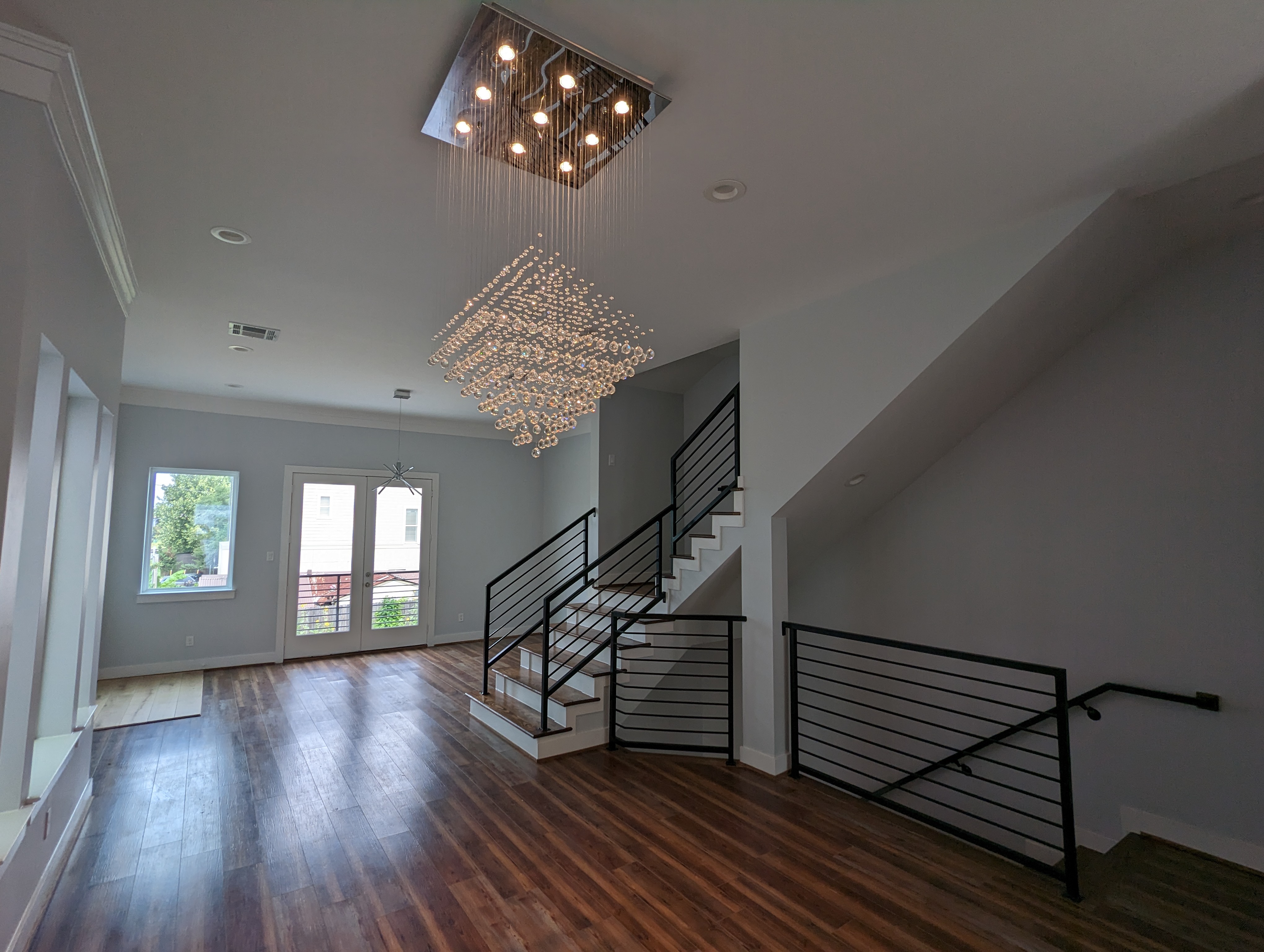 Interior view from kitchen to living room in modern townhome
