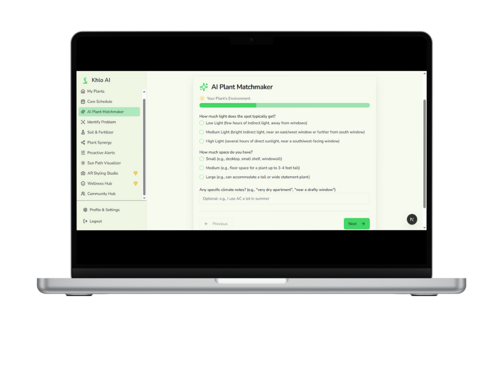 Laptop showing AI Plant Matchmaker feature
