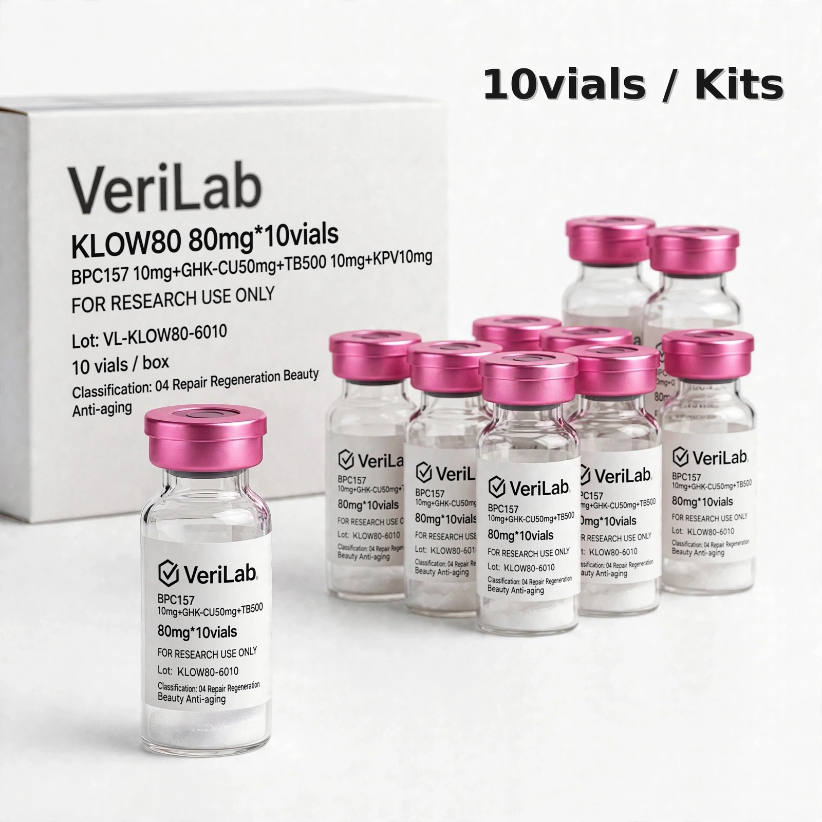 BPC157 10mg+GHK-CU 50mg+TB500 10mg+kpv 10mg 10vials
