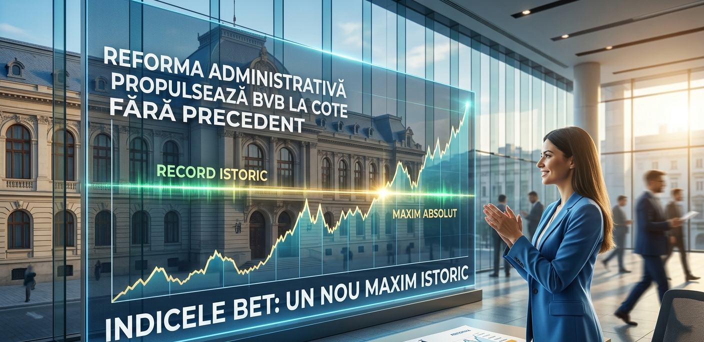 Bursa de Valori București atinge un maxim absolut: Speranțele de reformă administrativă propulsează indicele BET