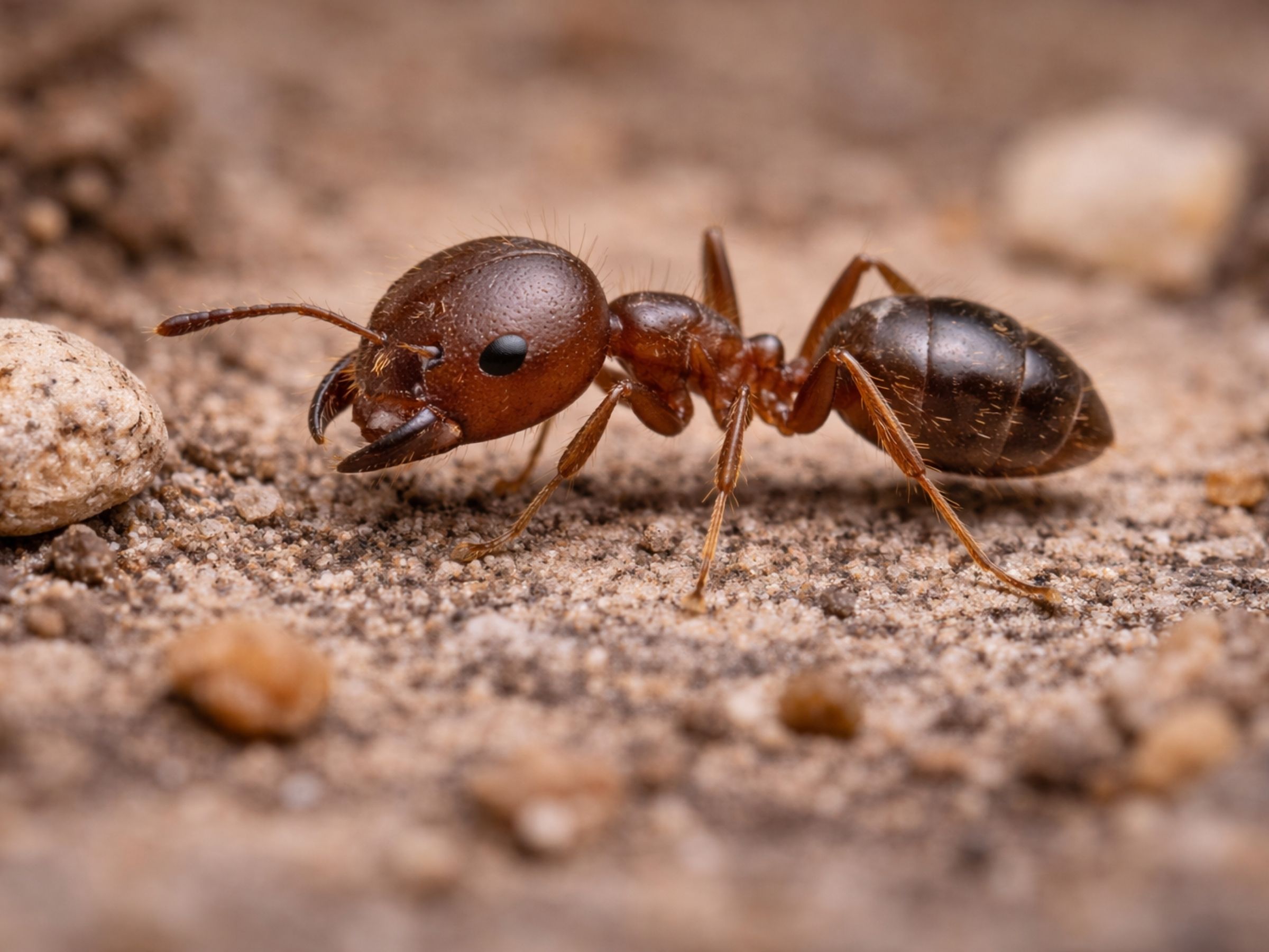 Big-headed ant (Pheidole megacephala) — African big-headed ant, two worker castes, South Africa.