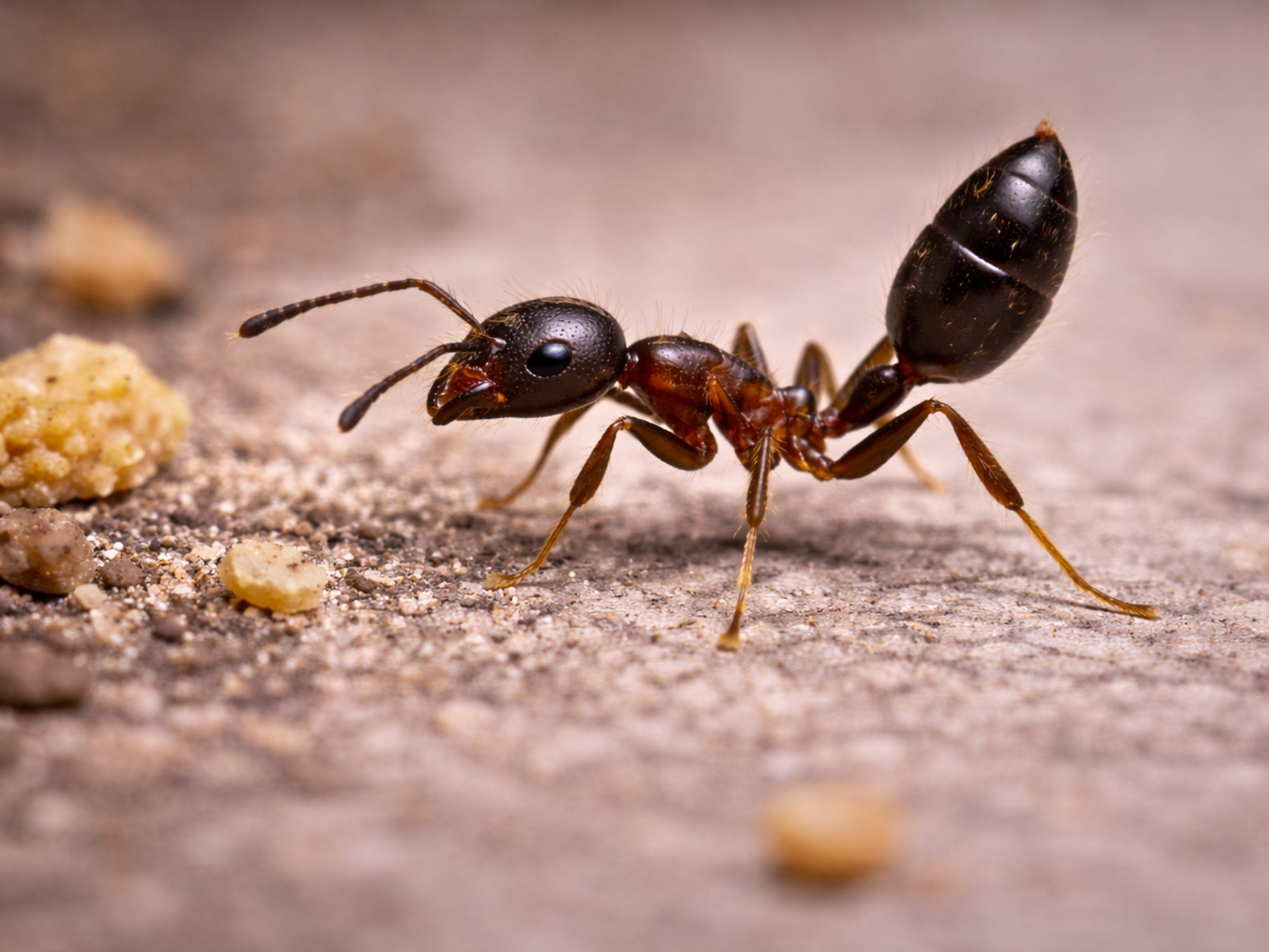 Cocktail ant (Crematogaster peringueyi) — black cocktail ant, raised abdomen, arboreal vineyard and garden ant, South Africa.