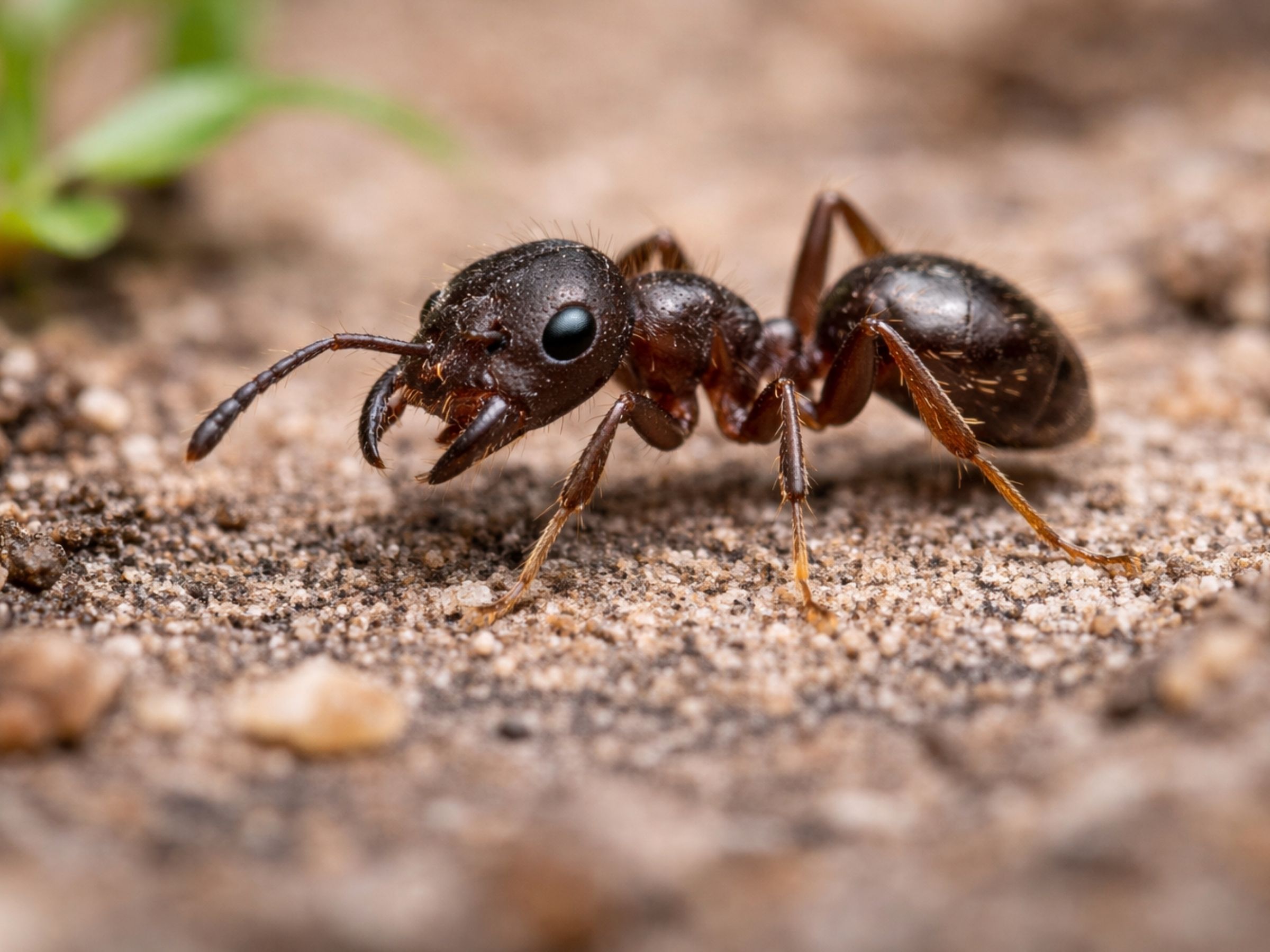 Large pugnacious ant (Anoplolepis custodiens) — brown to dark, fast-moving aggressive garden ant, South Africa.