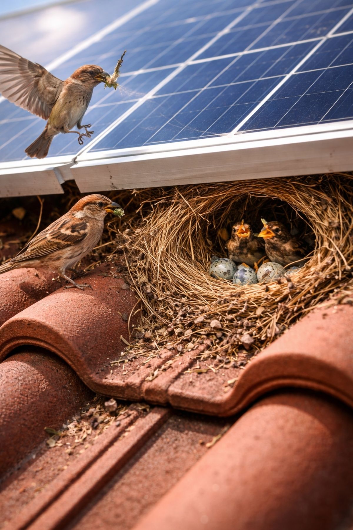 Birds nesting on roof or ledge—bird proofing and pest control