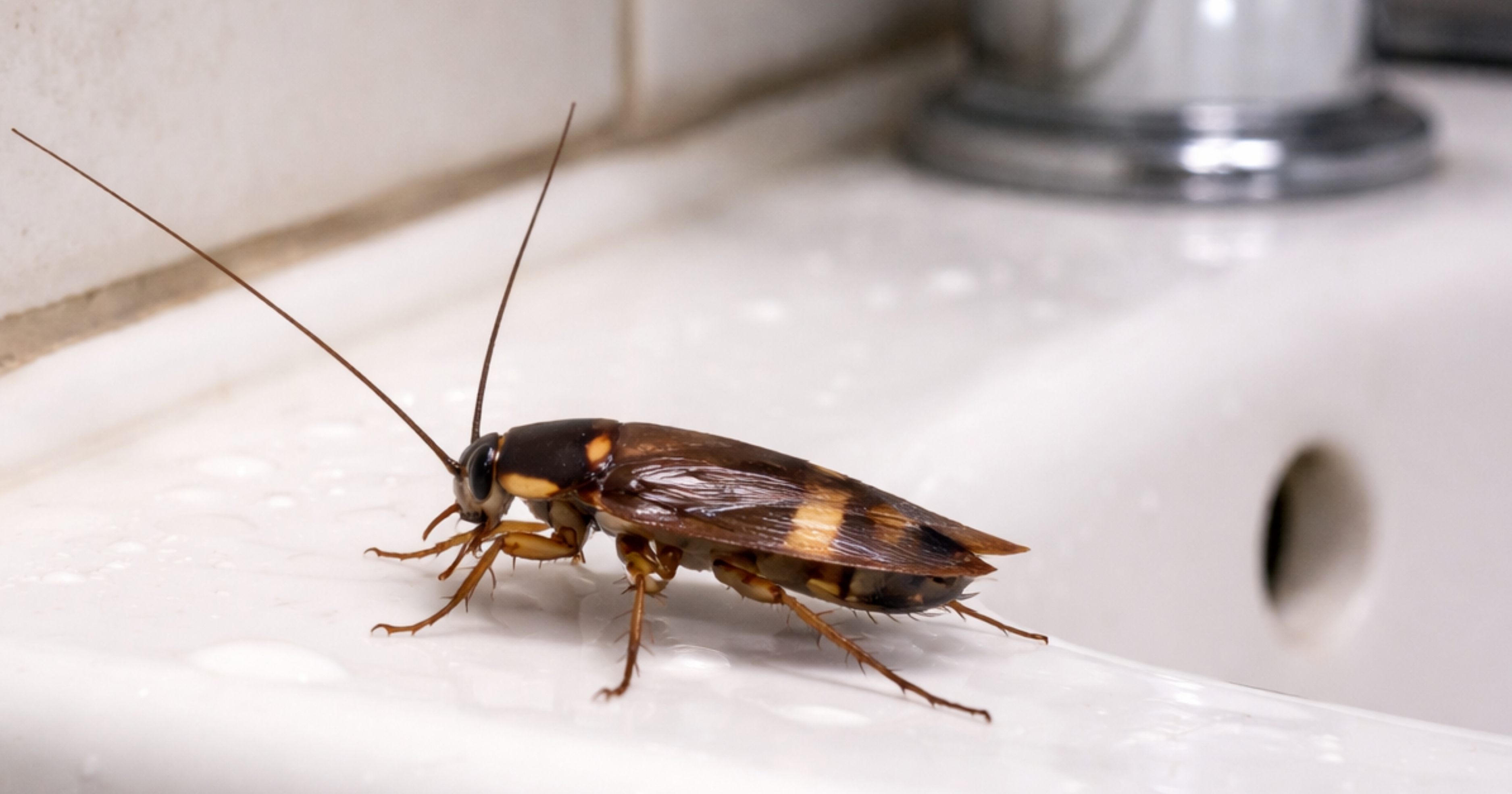 Brown-banded cockroach (Supella longipalpa) — light bands across wings; identification in South Africa