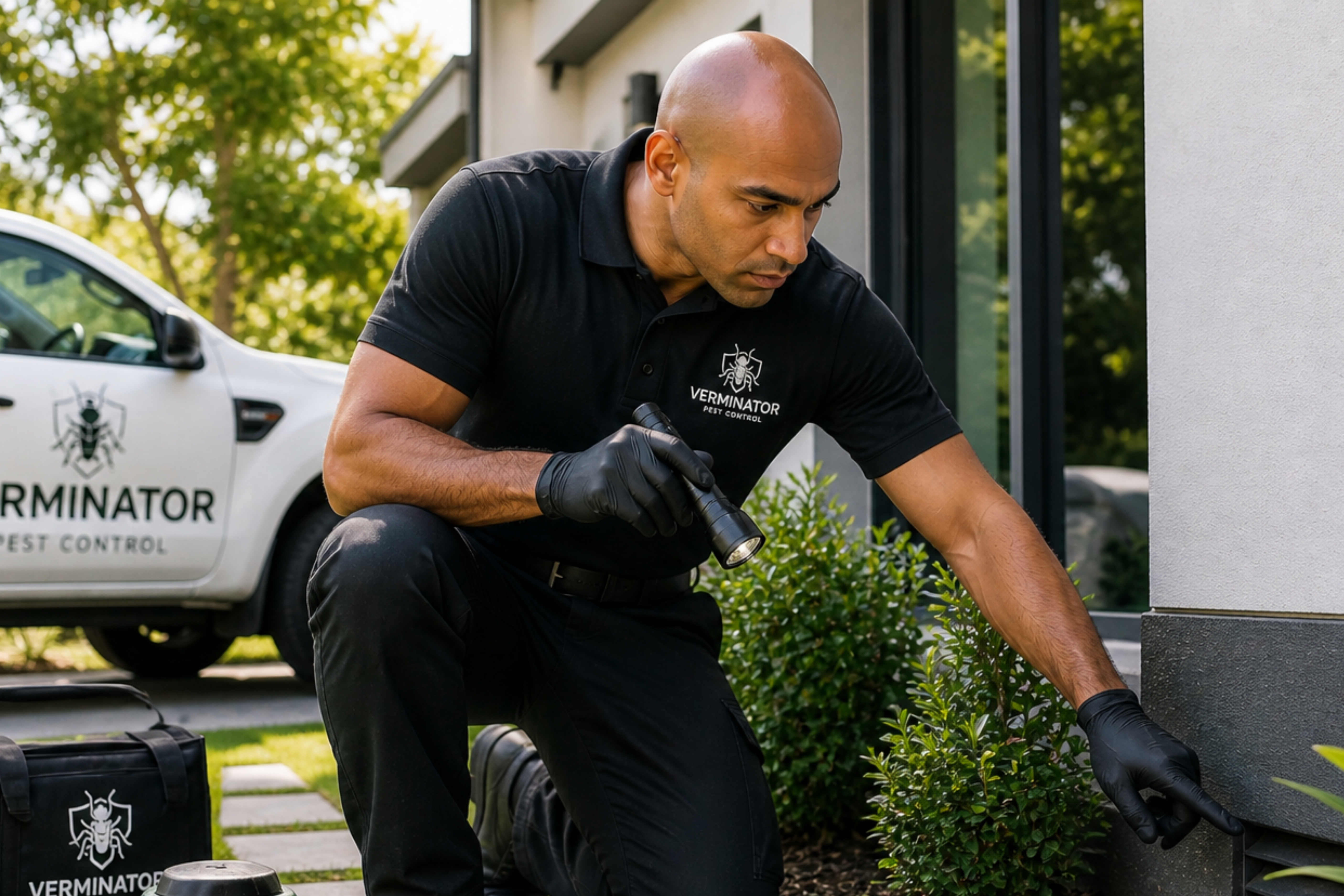 Verminator technician inspecting a property — inspection-led programmes, targeted treatment, and proofing
