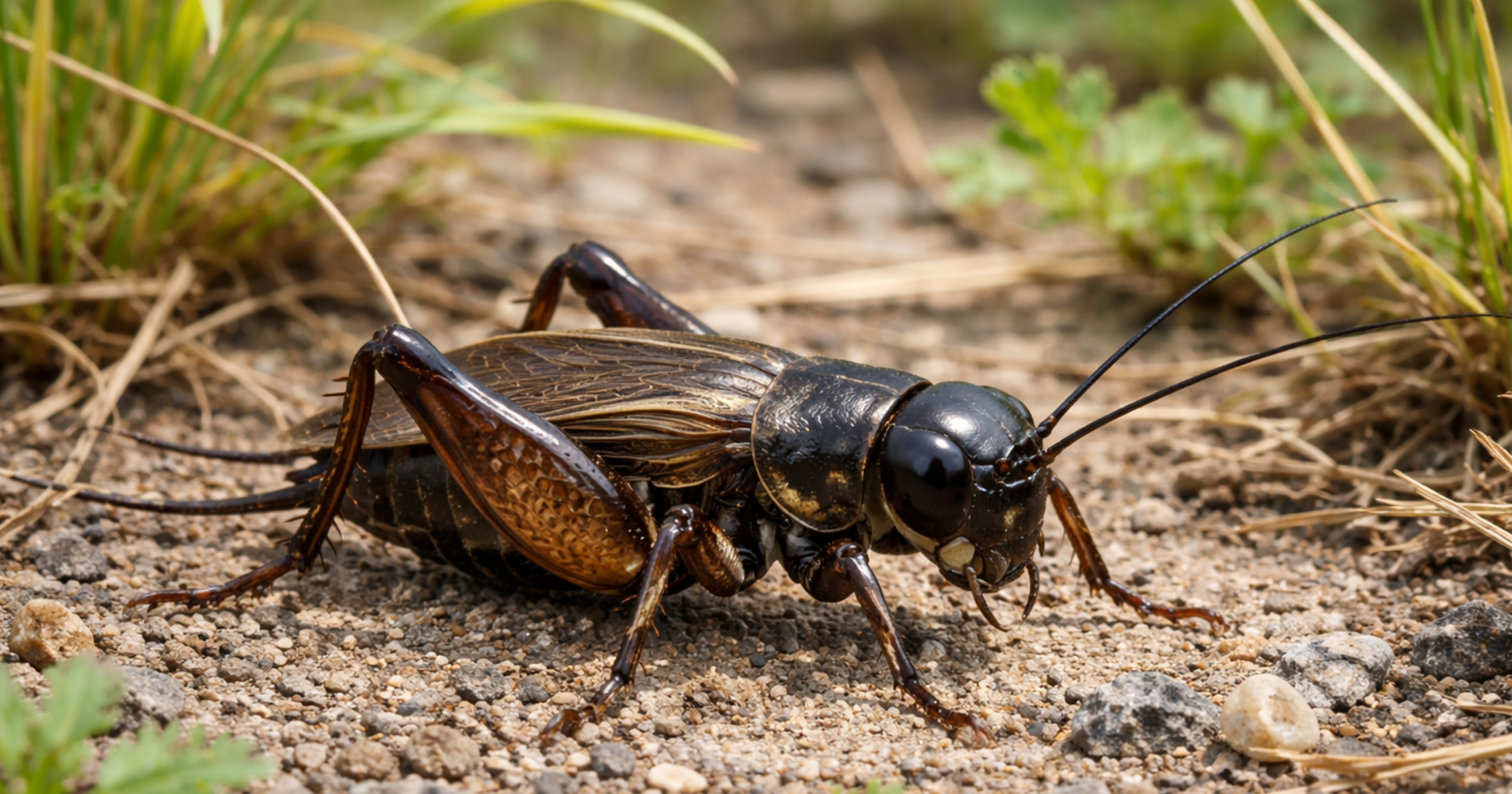 Field cricket (Gryllus spp.) — darker, larger cricket; outdoor and perimeter identification in South Africa