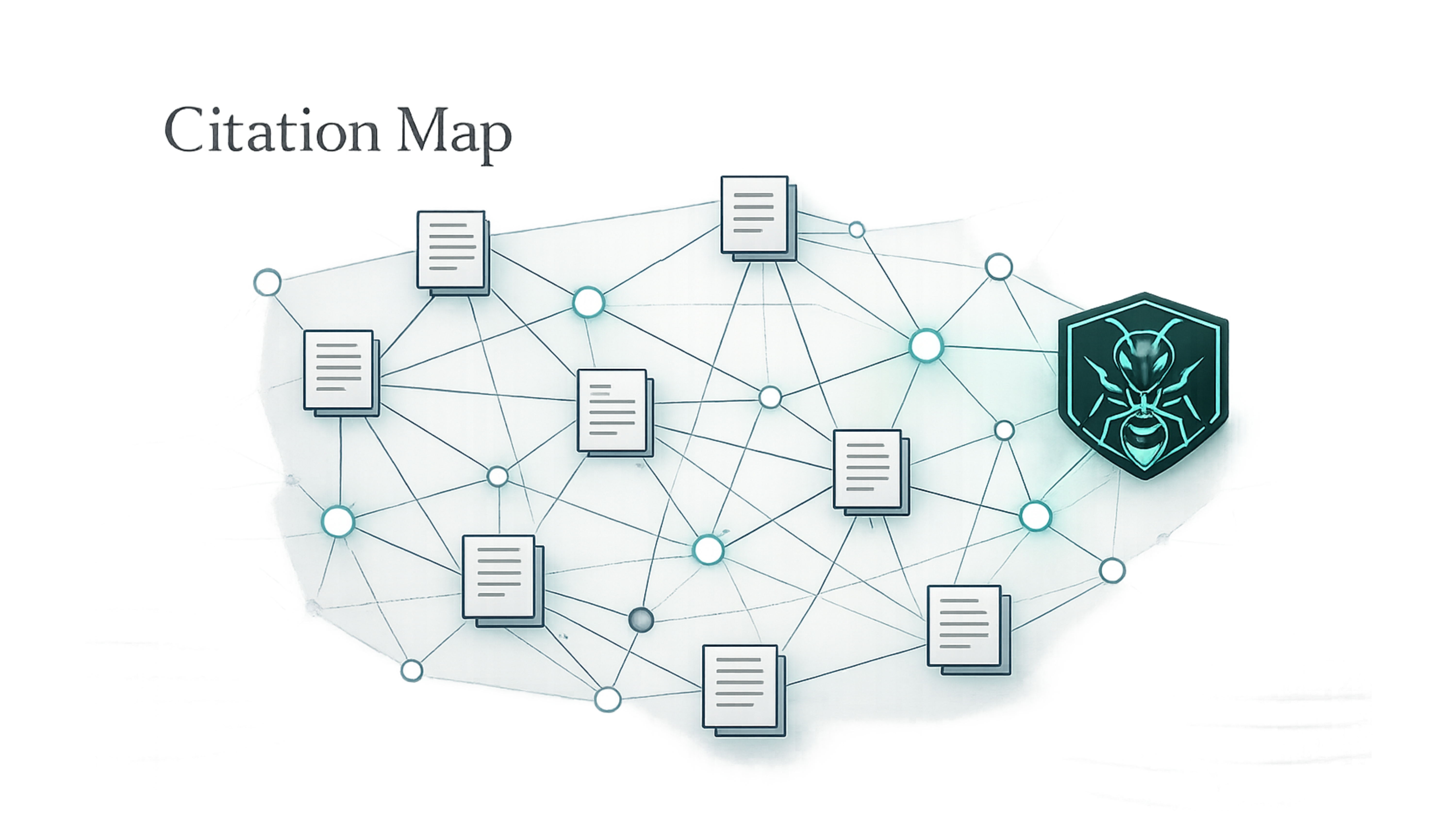 Abstract citation map: nodes and edges suggesting a graph of trusted pages — Verminator knowledge index