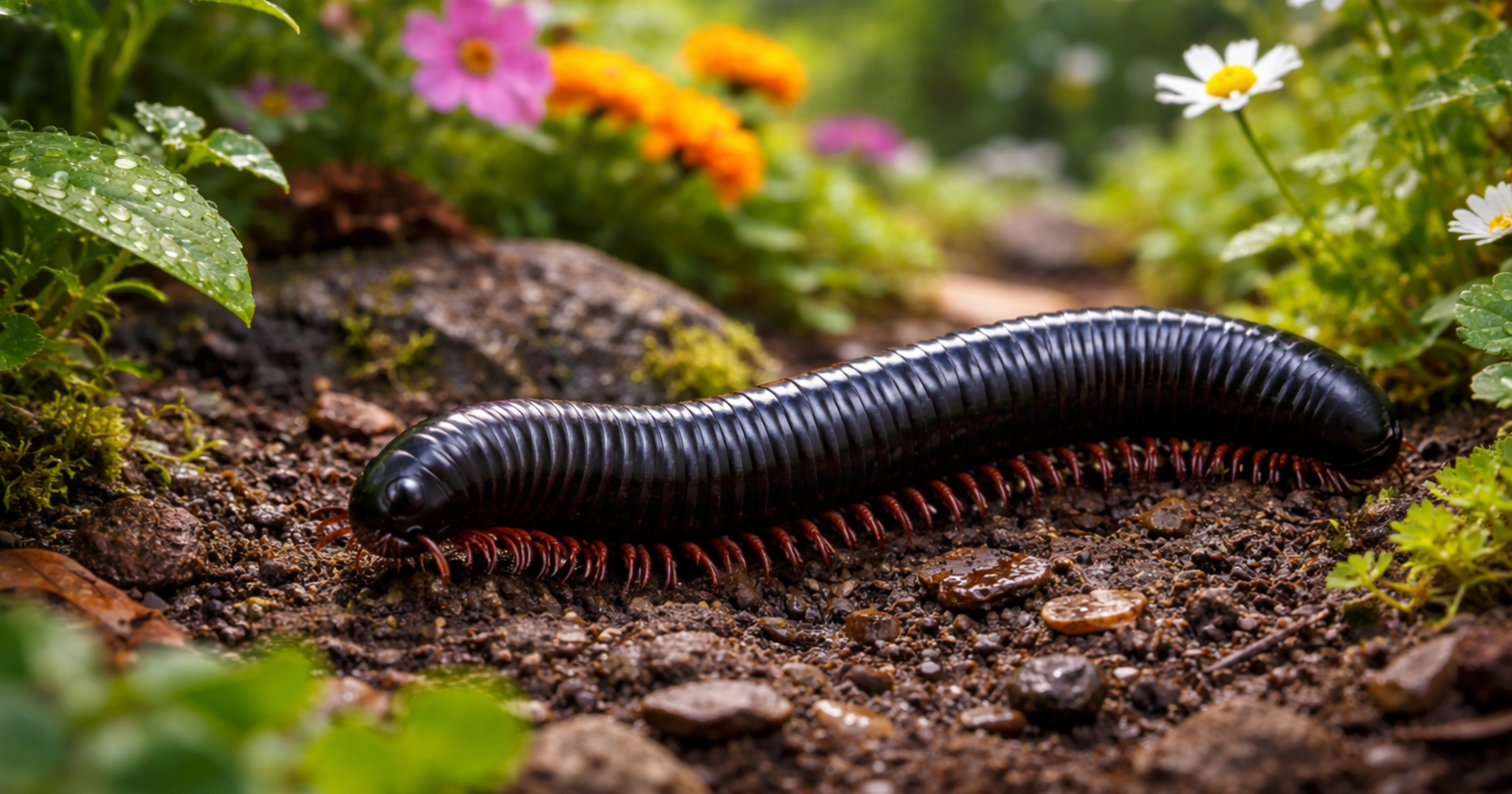 Shongololo — giant African millipede; large harmless diplopod often seen in South African gardens