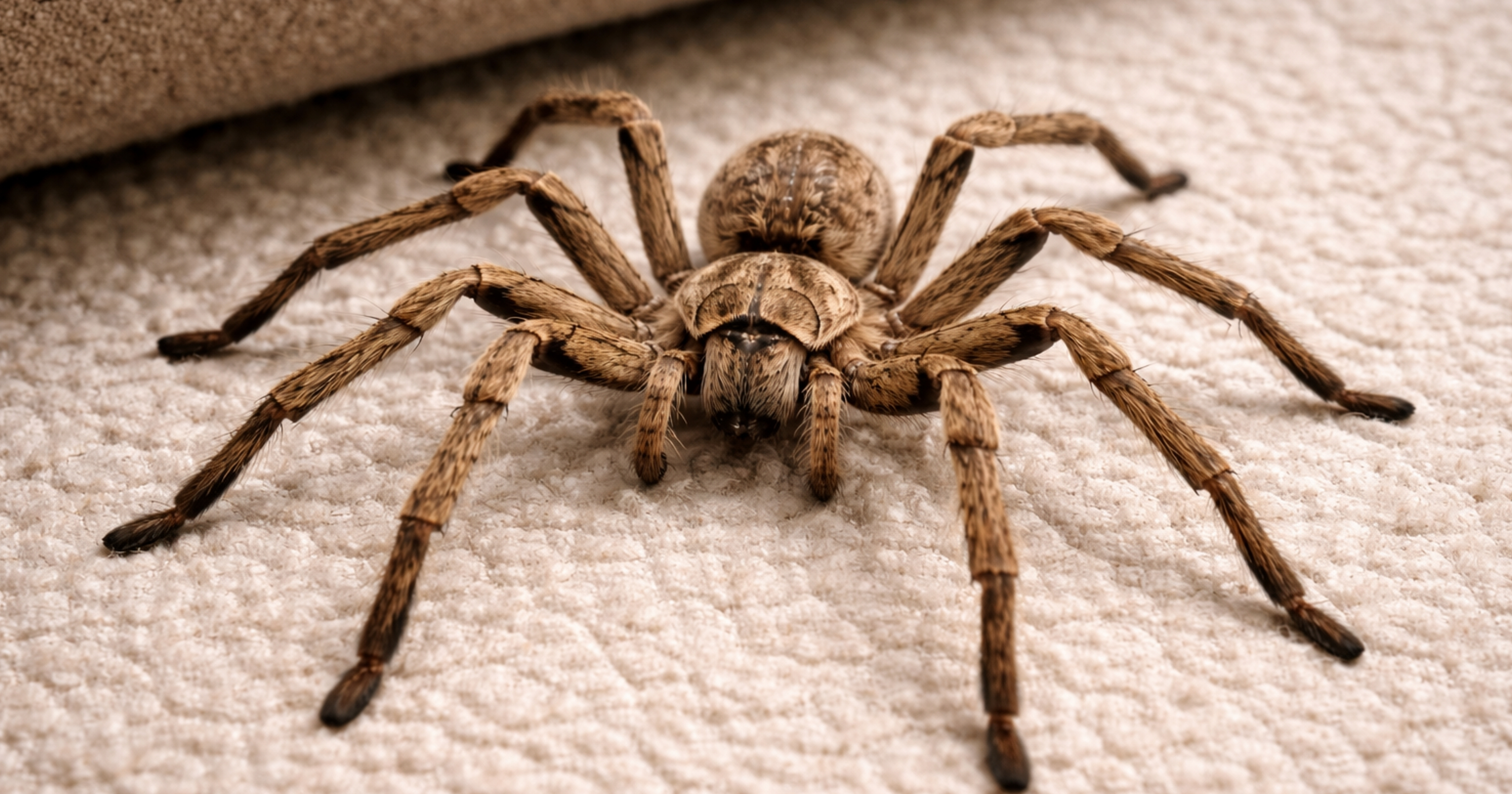 Huntsman spider (Sparassidae) — identification reference; flat body, legs often spread sideways.