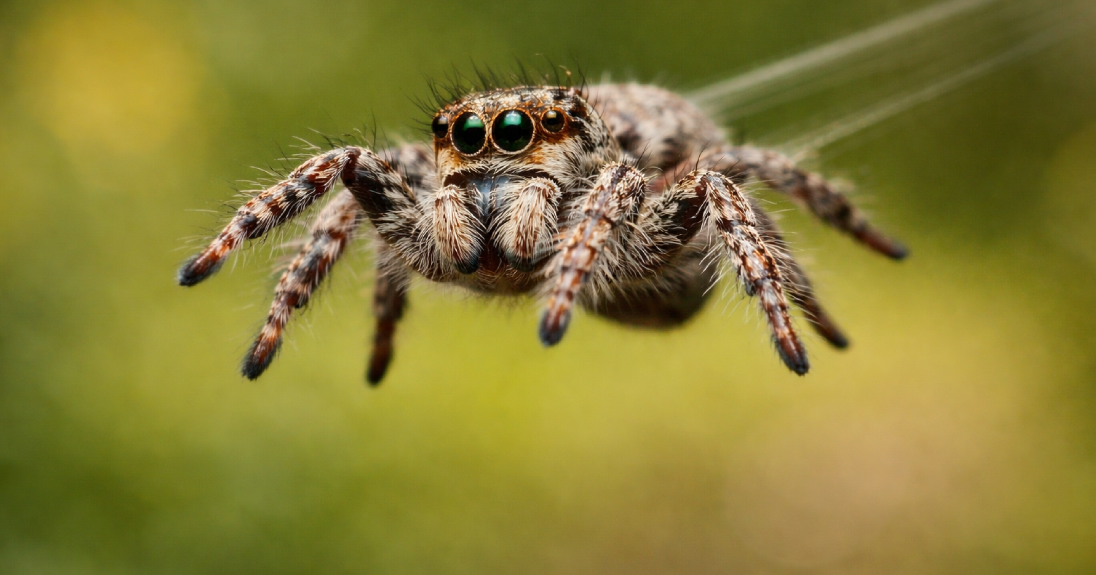 Jumping spider (Salticidae) — identification reference; large front eyes and compact body.