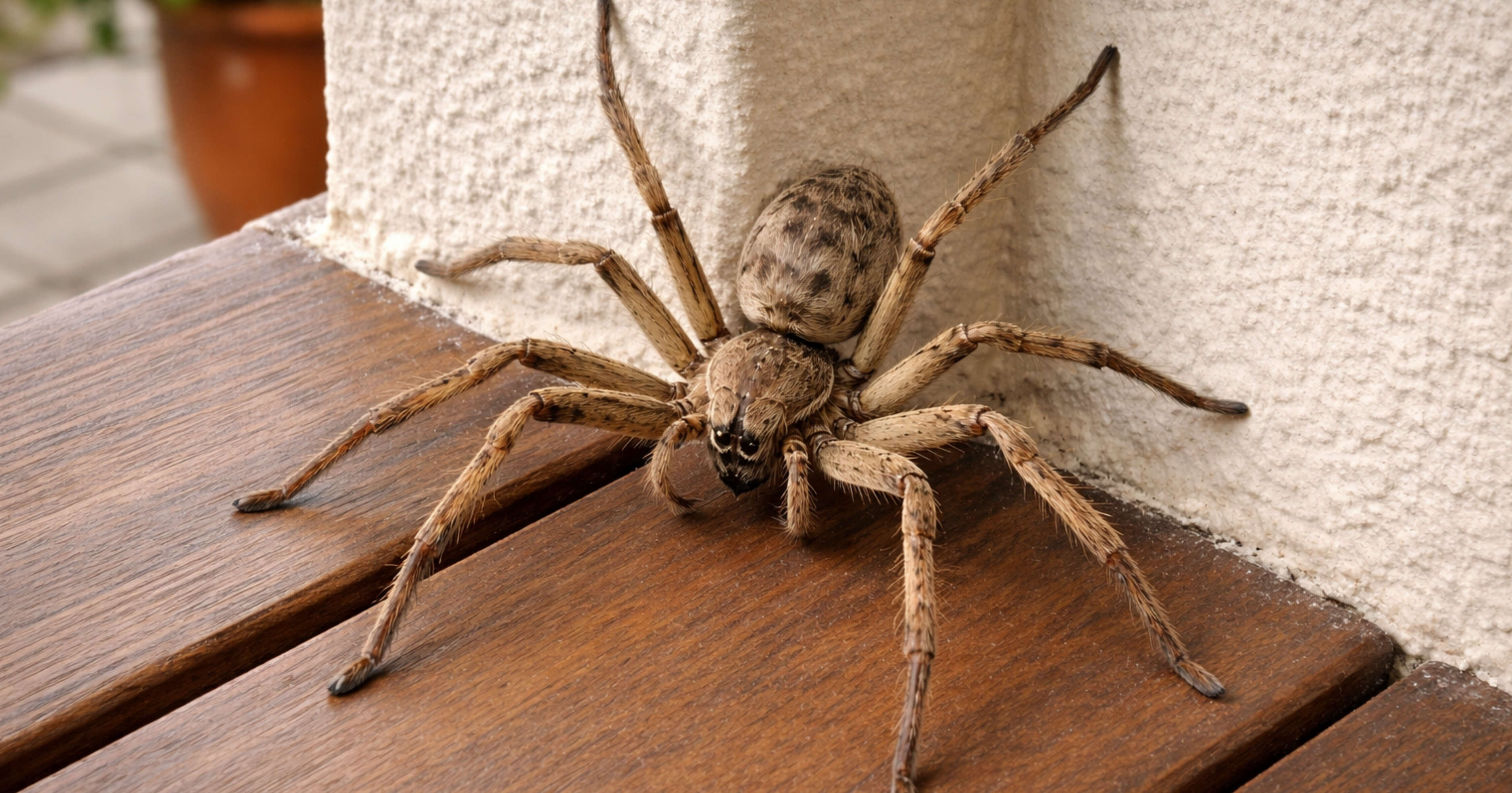 Rain spider (Palystes spp.) — identification reference; large banded legs.