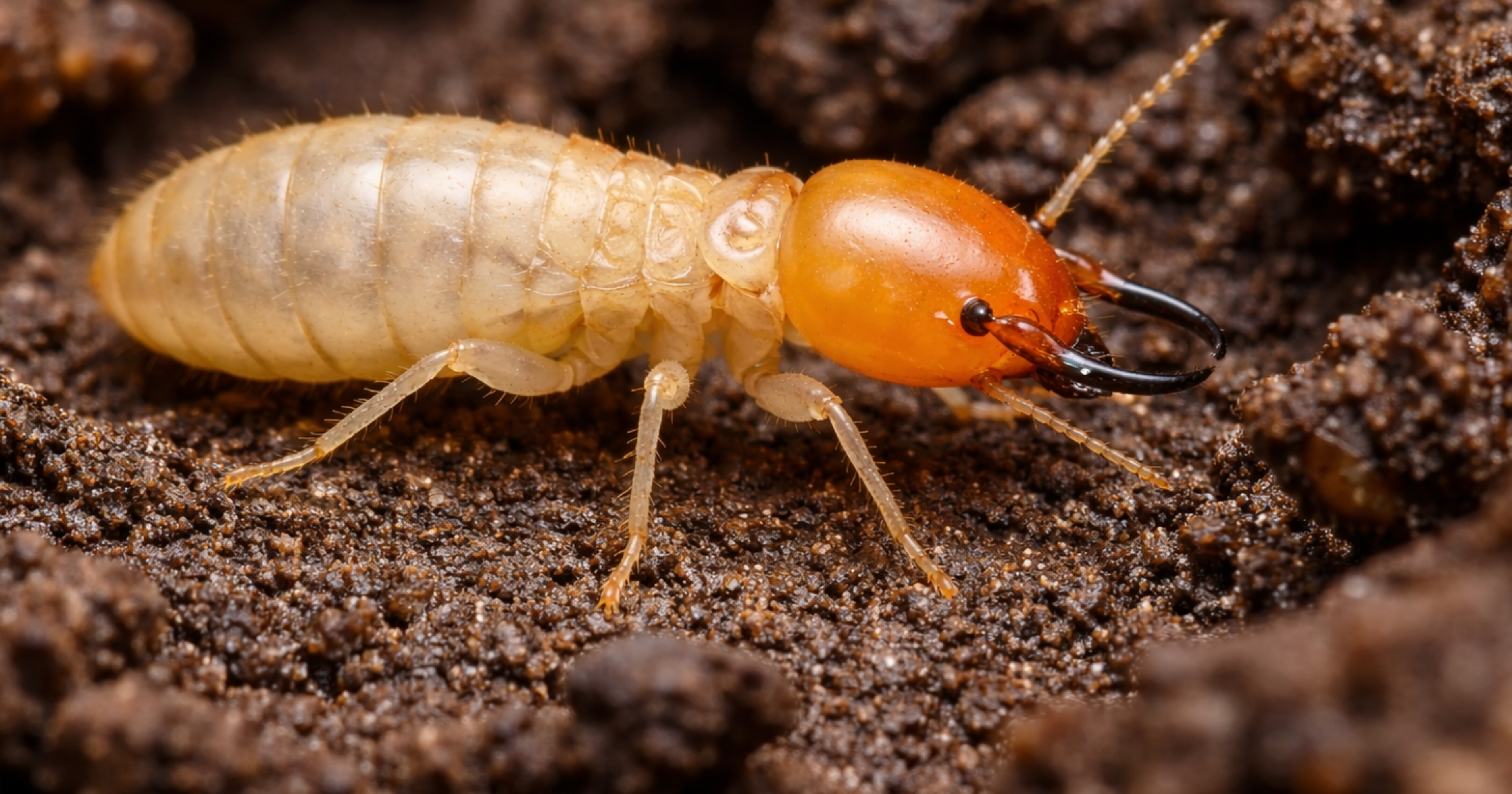 Subterranean termite — identification photo (soil-linked, structural pest context)