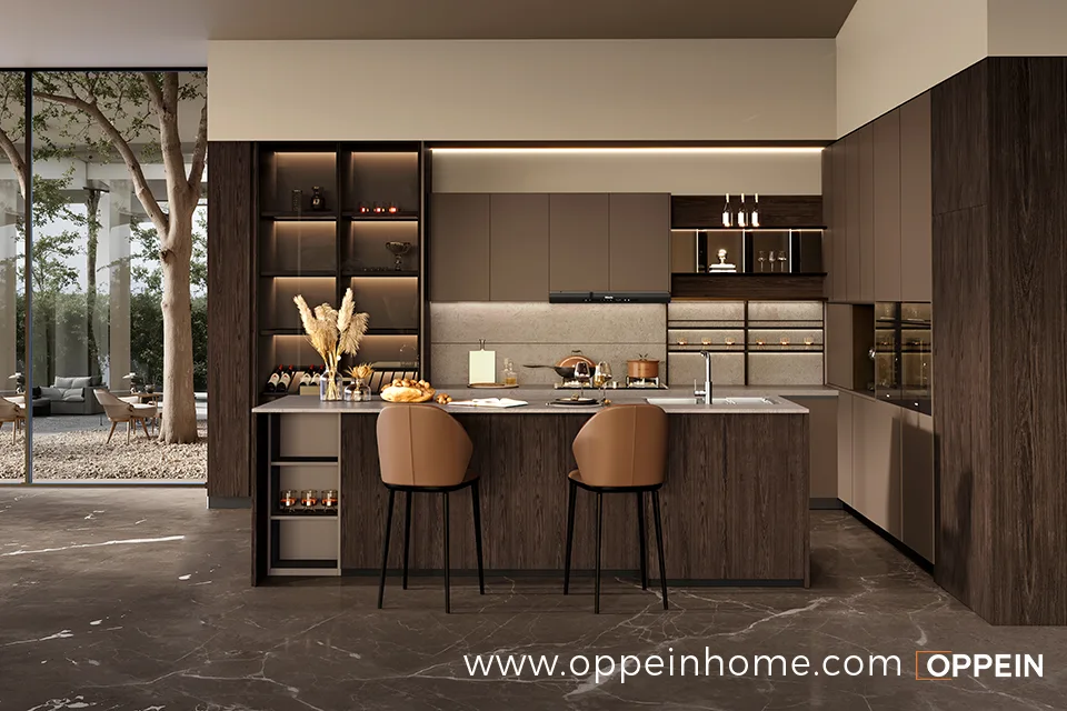 Luxury Grey and Dark Wood Kitchen Cabinets - Sylva