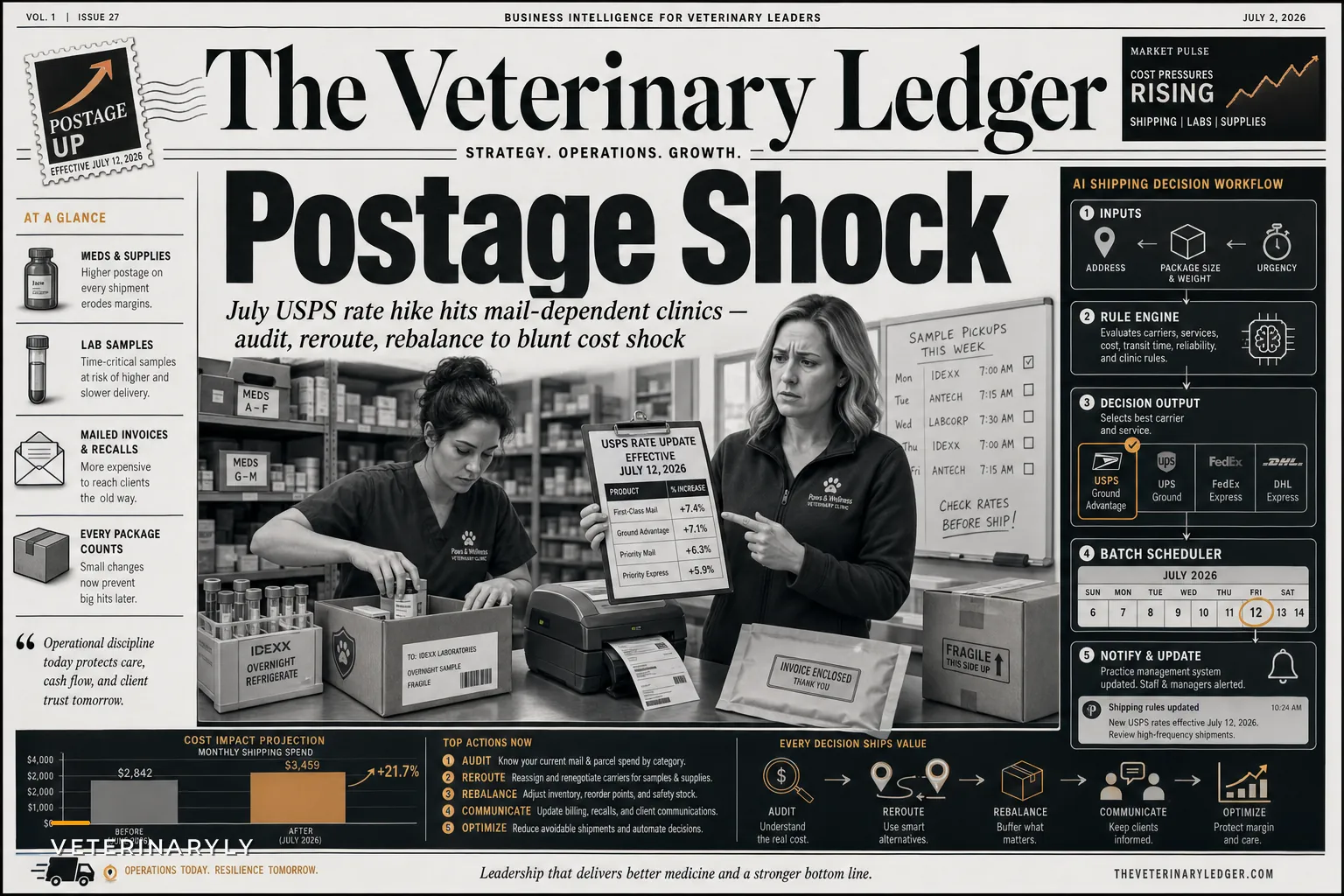 Preparing Your Clinic for the July USPS Price Changes: Operational Steps to Limit Shipping and Supply Cost Shock