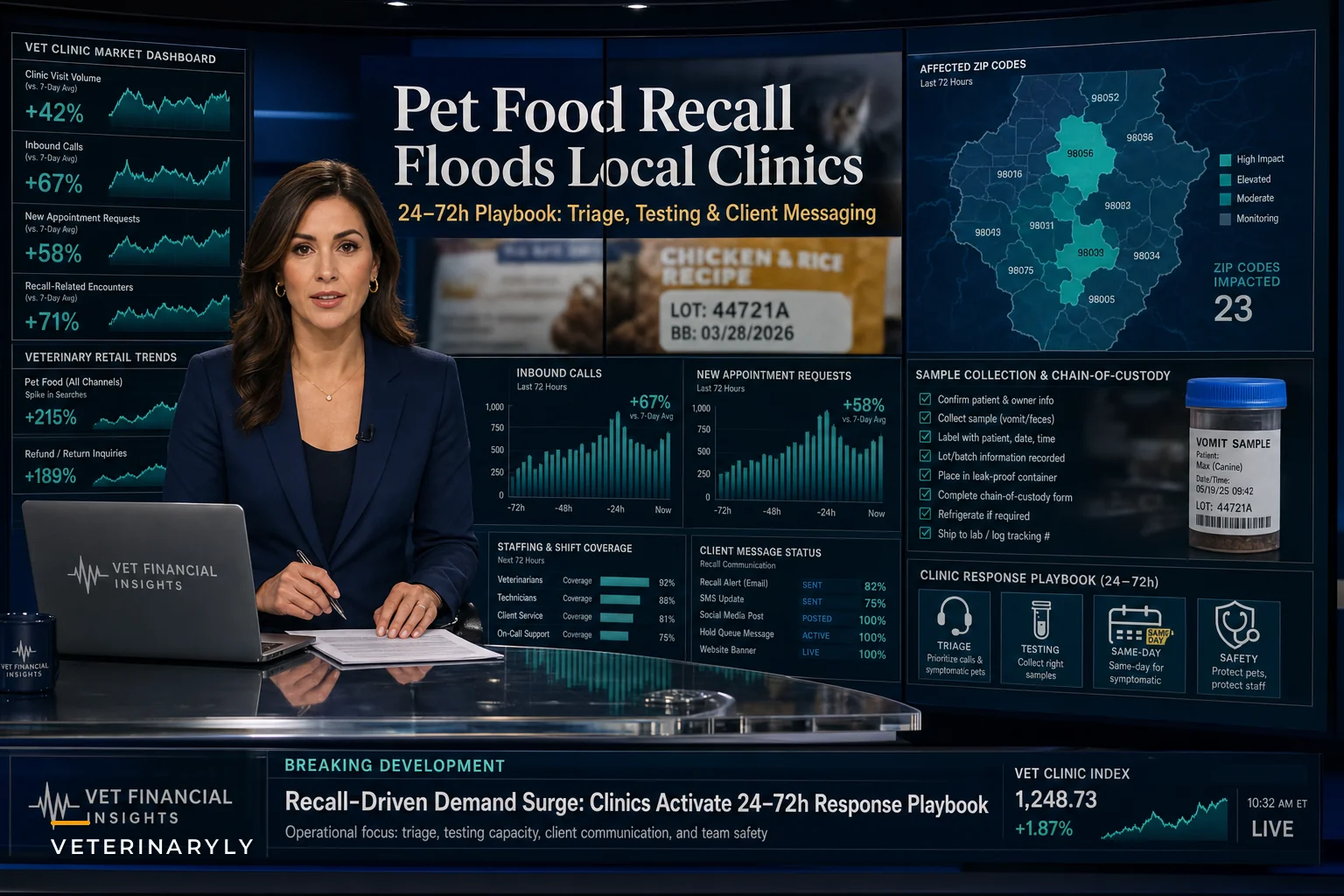 When a Pet Food Recall Hits Your Town: Clinic Playbook for Triage, Testing, and Client Communications