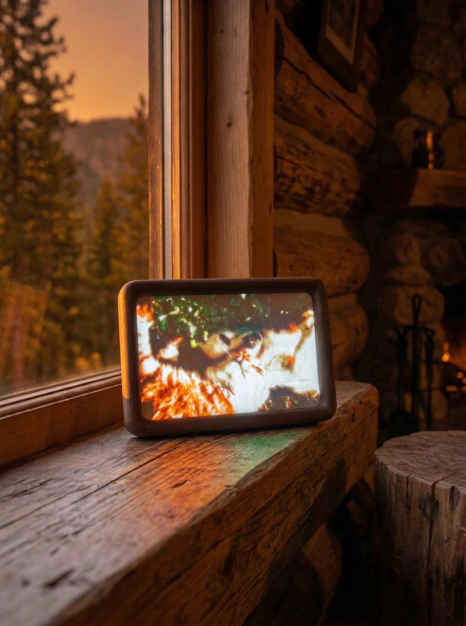 Pet portrait Poetry of Light—lit version, dog and cat