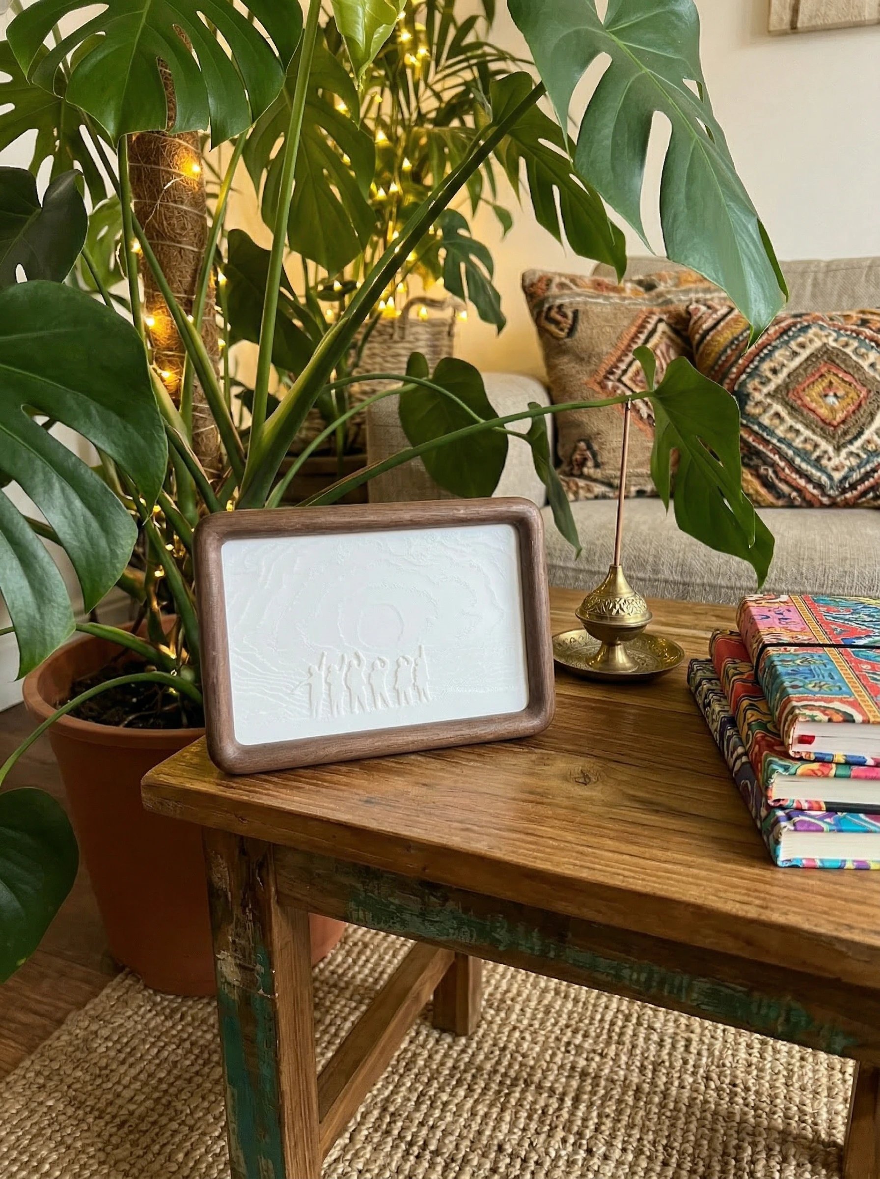 Lithophane unlit—soft etched look in
daylight