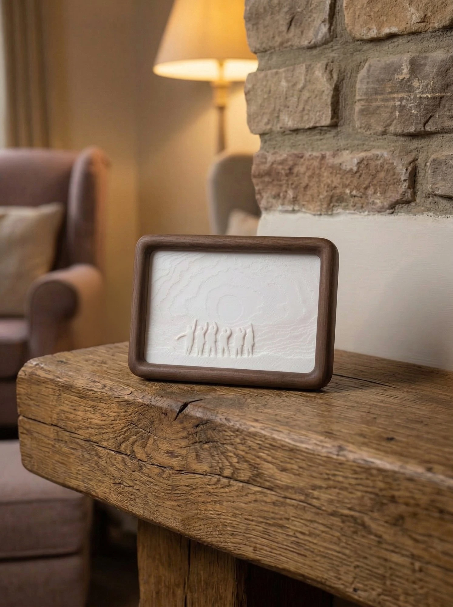 Lithophane unlit—soft, subtle in
daylight