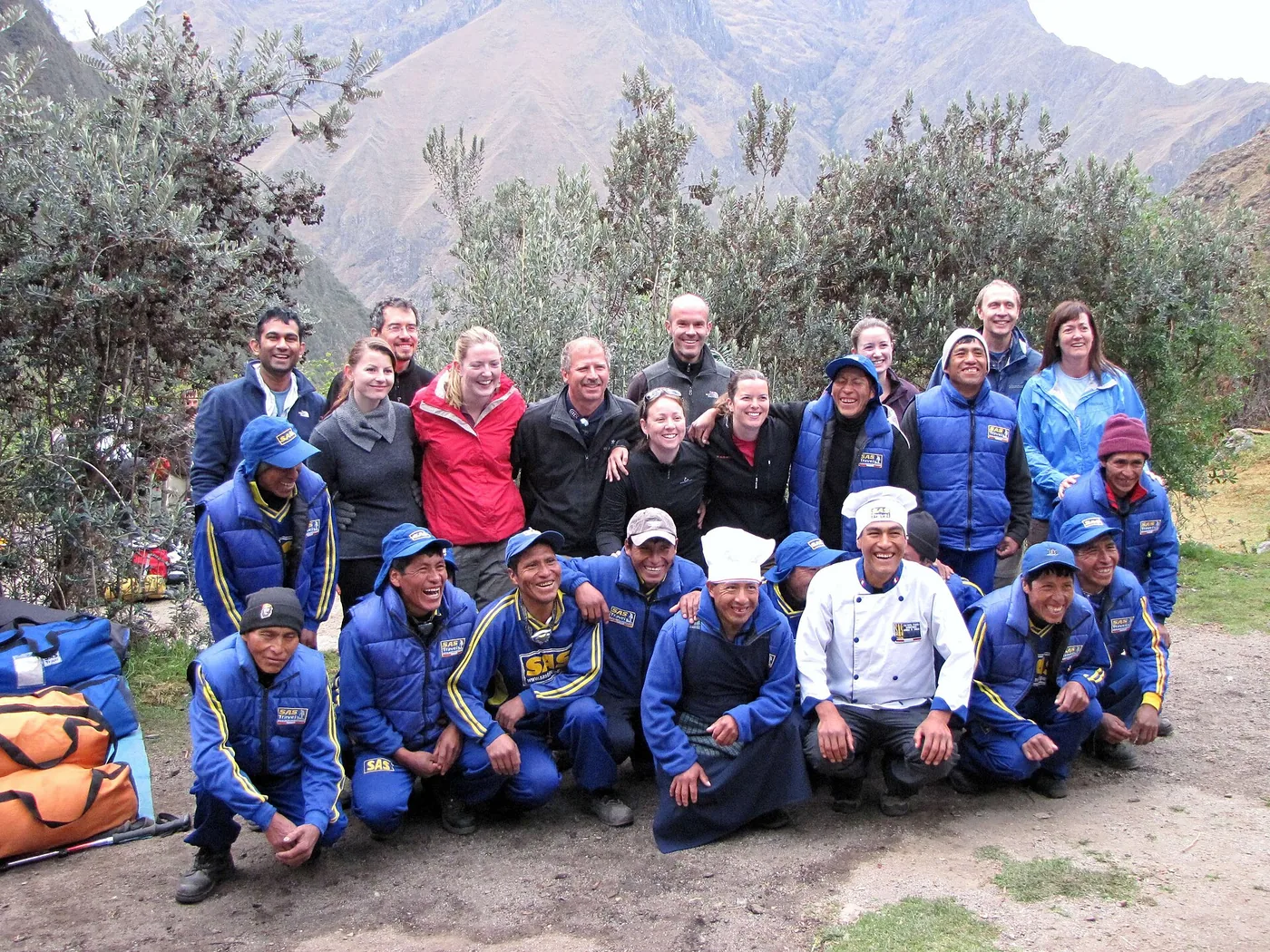 Carregadores e guias no Caminho Inca