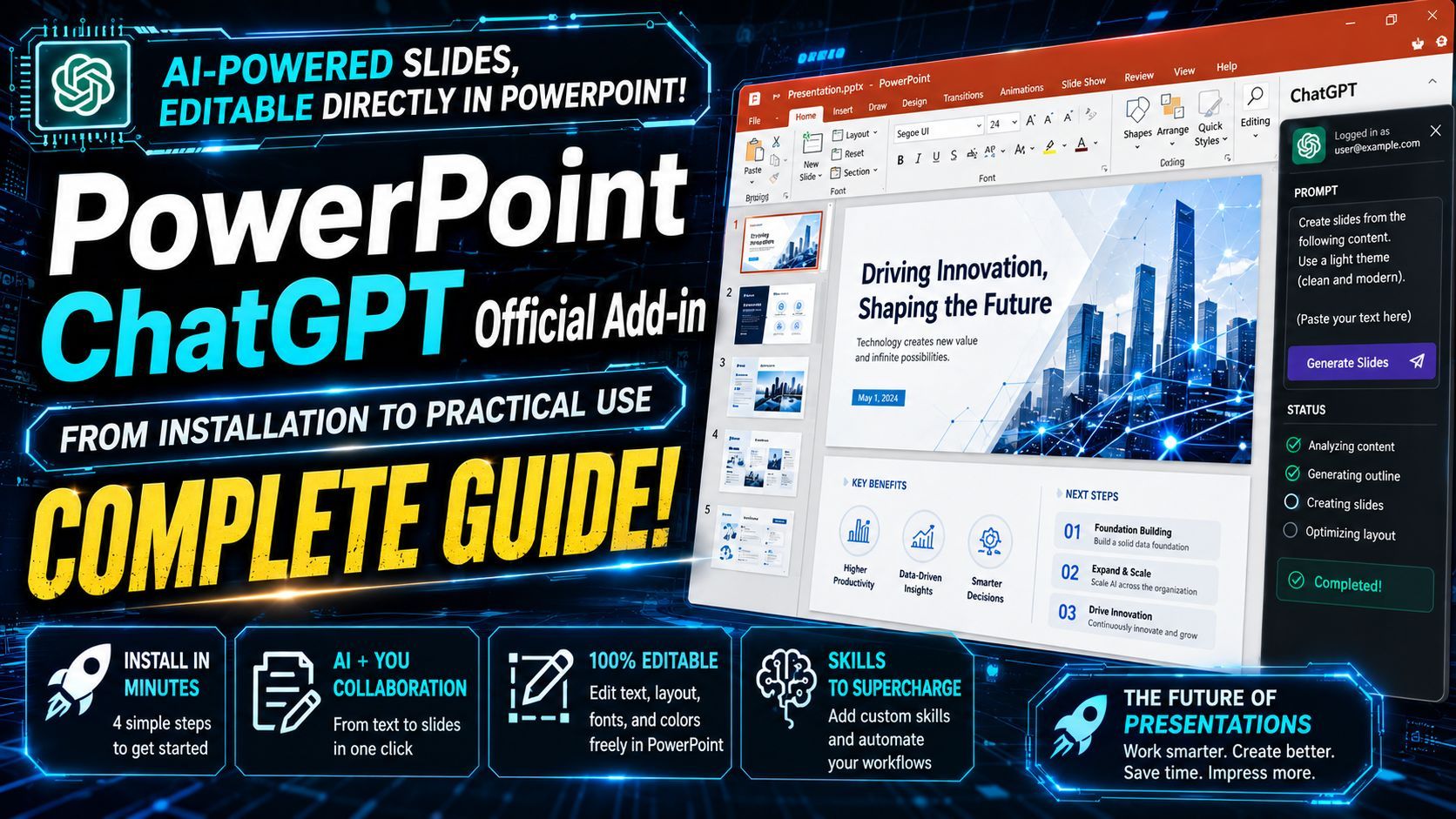 Generate Fully Editable PPTs in Seconds! The Presentation-Making Revolution with PowerPoint and the ChatGPT Add-in