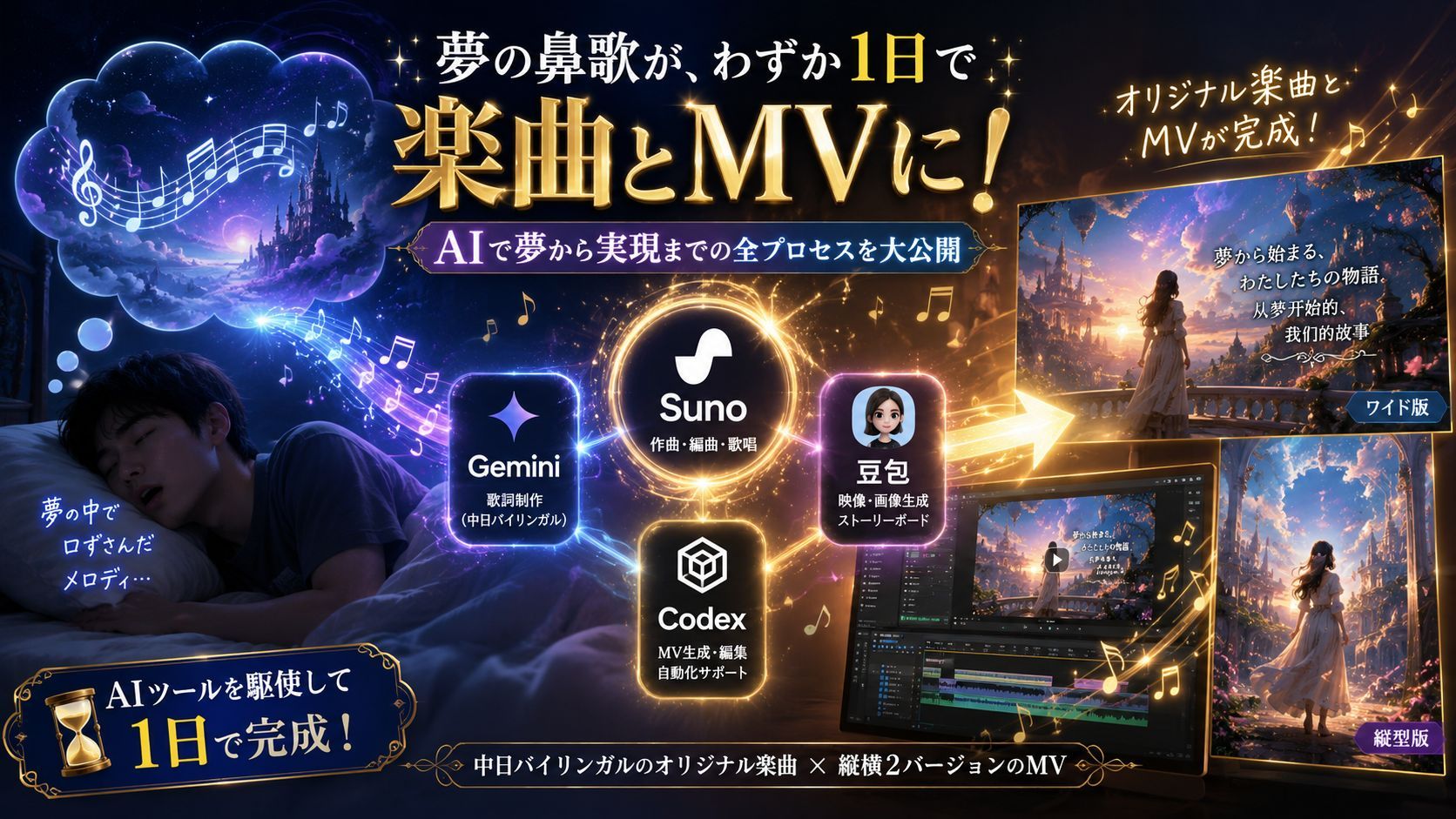 夢の鼻歌から1曲完成！？AIをフル稼働して中日バイリンガル曲とMVを1日で作った話