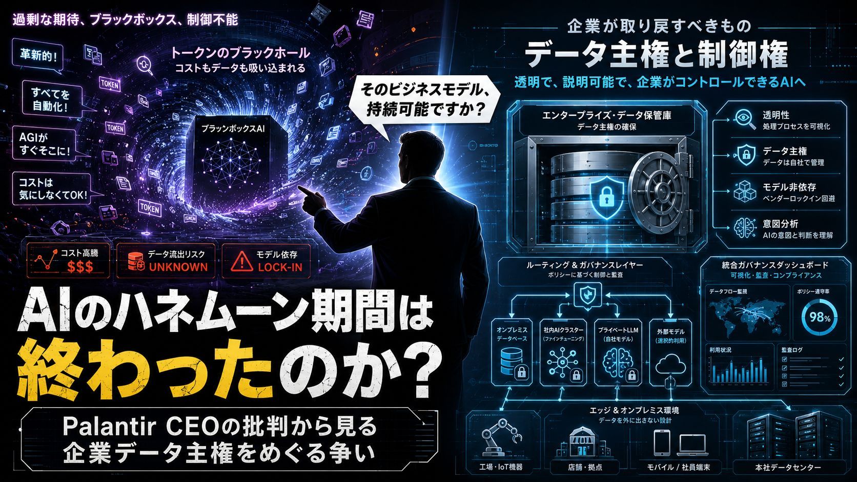 AIビジネスの「ハネムーン期間」は終了か？Palantir CEOが指摘するデータ主権と次世代AIアーキテクチャ