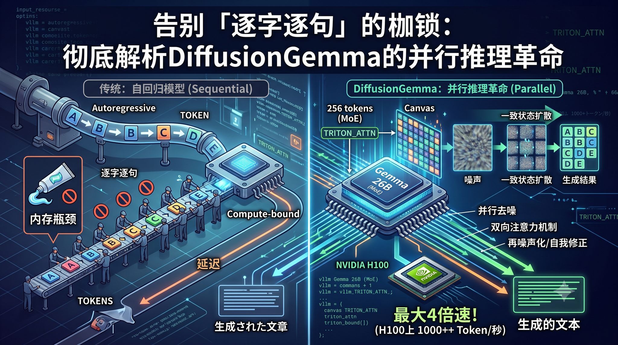 解读DiffusionGemma：超越逐字生成的并行推理革命