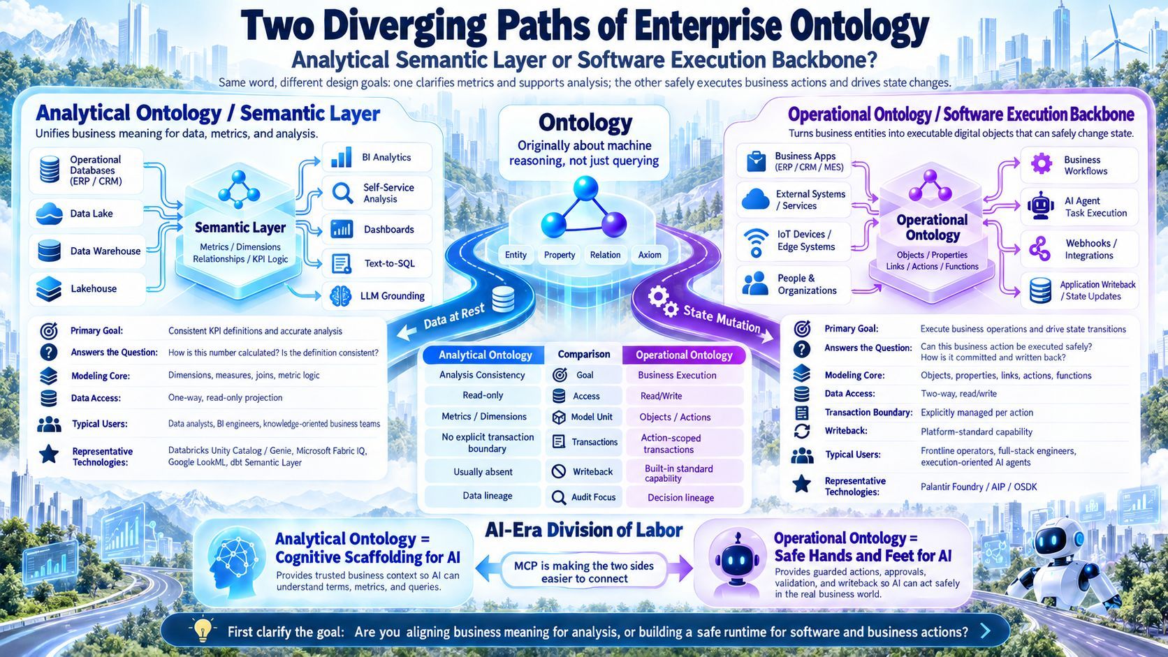 The Fork in Enterprise Ontology: Analytical Semantic Layer or Software Execution Platform