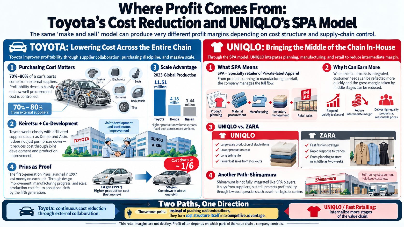 Where Profit Comes From: Toyota's Cost Reduction and Uniqlo's SPA Model