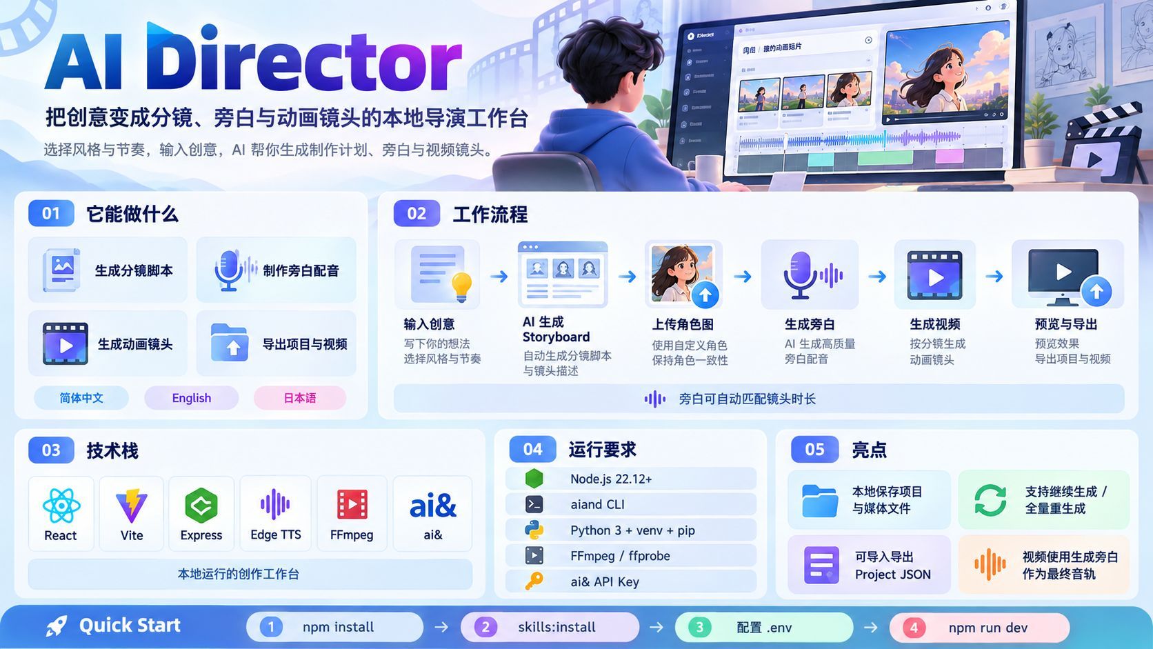 AI Director：把「一句话生成视频」拆成一条可复核的制片流水线