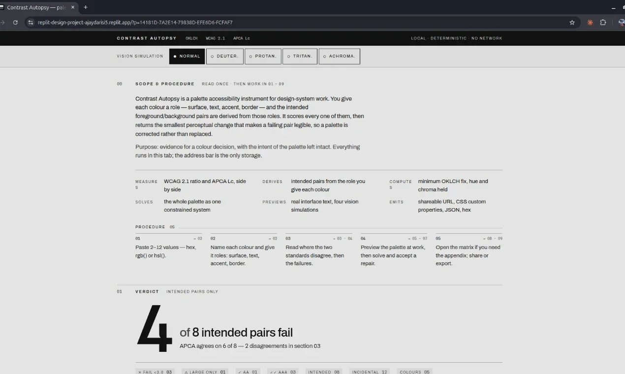 Contrast Autopsy, a vibe-coded project by Ajay Darisi