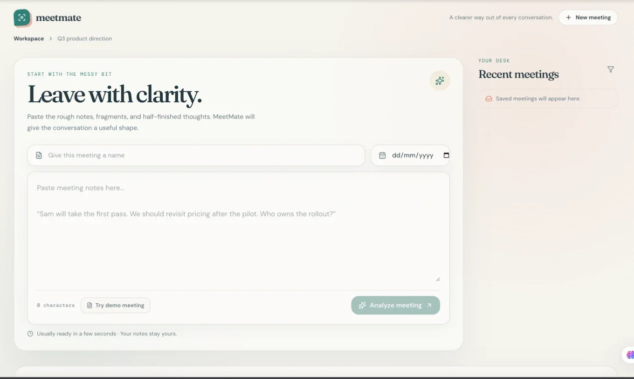 MeetMate, a vibe-coded project by Harish S