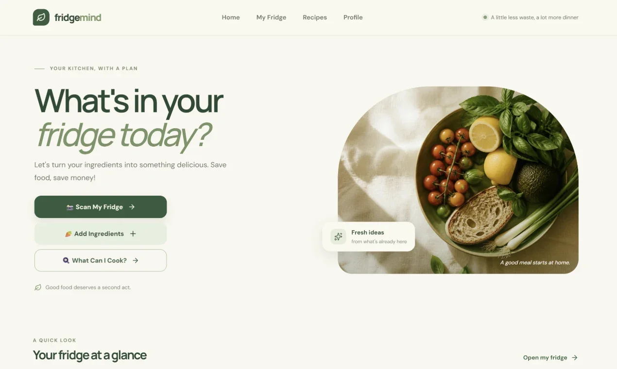 🥗 FridgeMind Ai, a vibe-coded project by Venkat Sriram