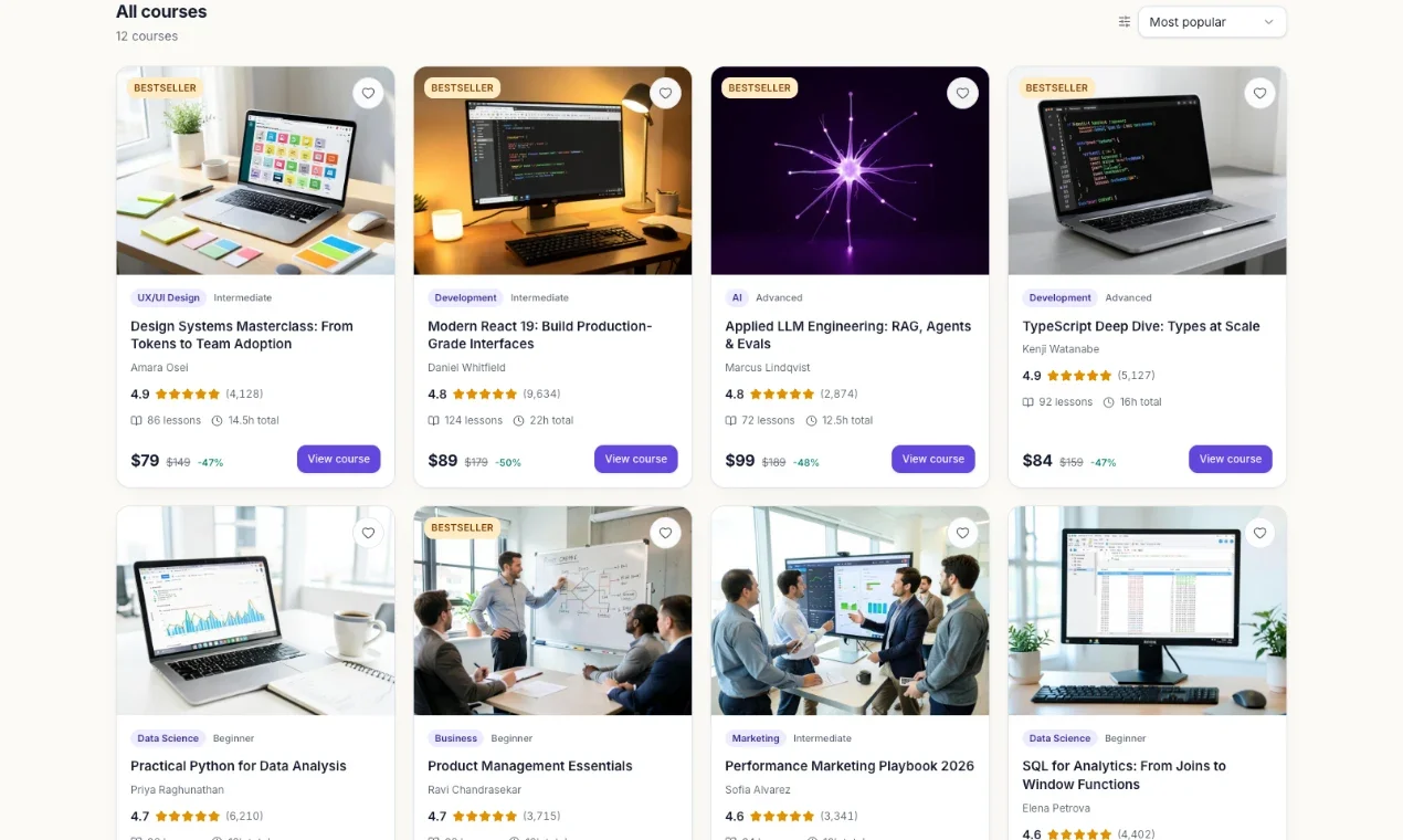 Course Catalog Grid, a vibe-coded project by kpjothi velu