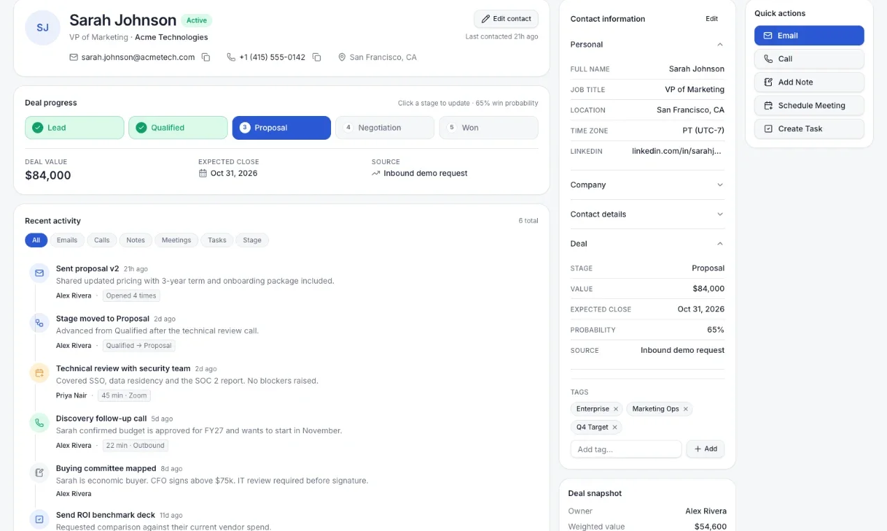 CRM Contact Detail, a vibe-coded project by kpjothi velu