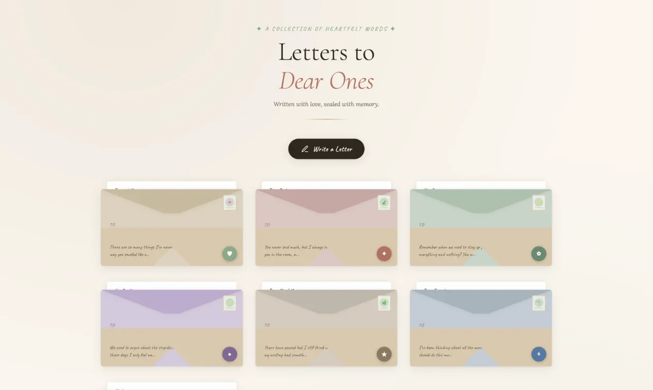 Hand-written letters, a vibe-coded project by Krithi K