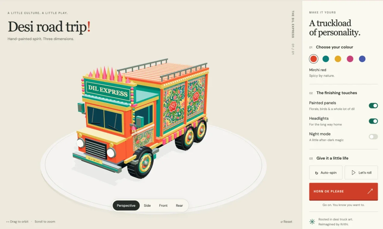 Truck art, a vibe-coded project by Krithi K