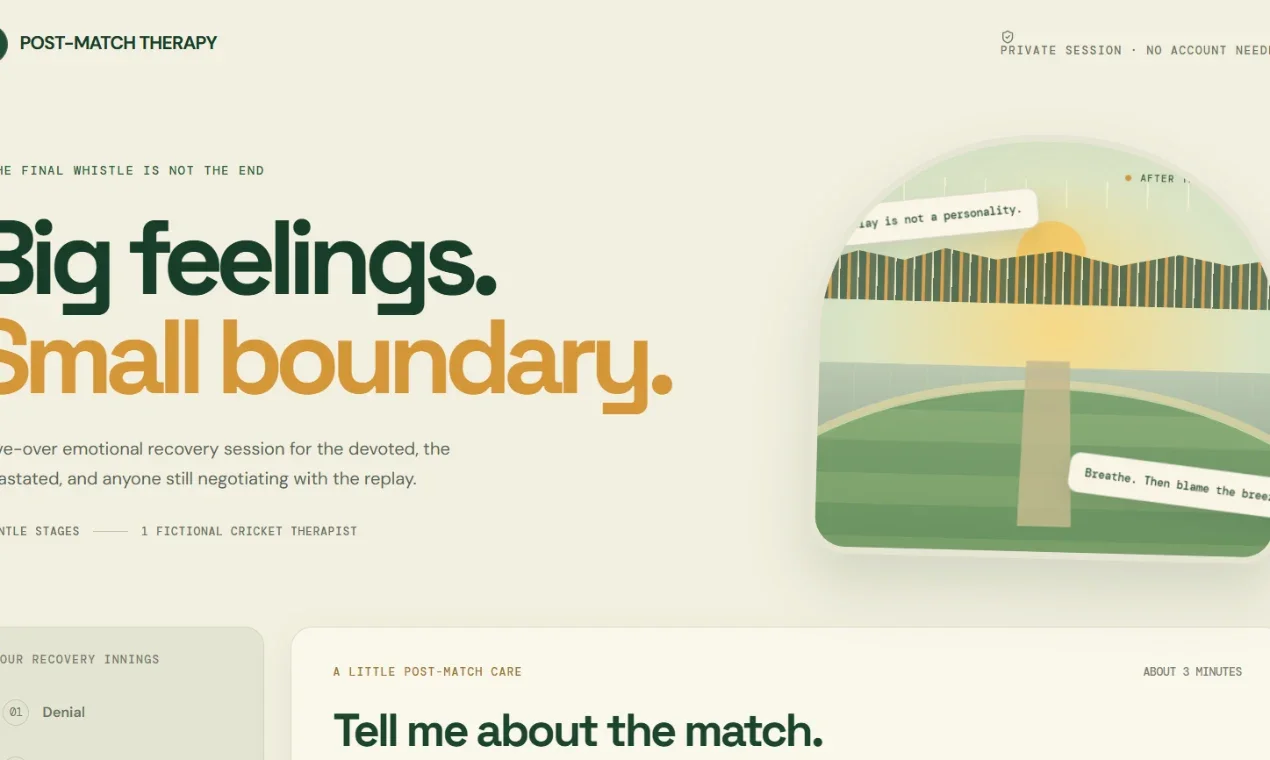 Cricket - Therapy, a vibe-coded project by Aman Kumar