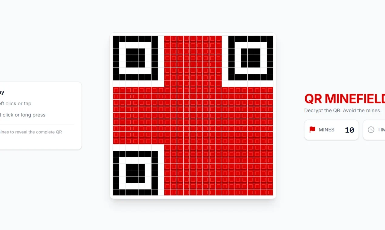 QR Minefield, a vibe-coded project by Uday Patel