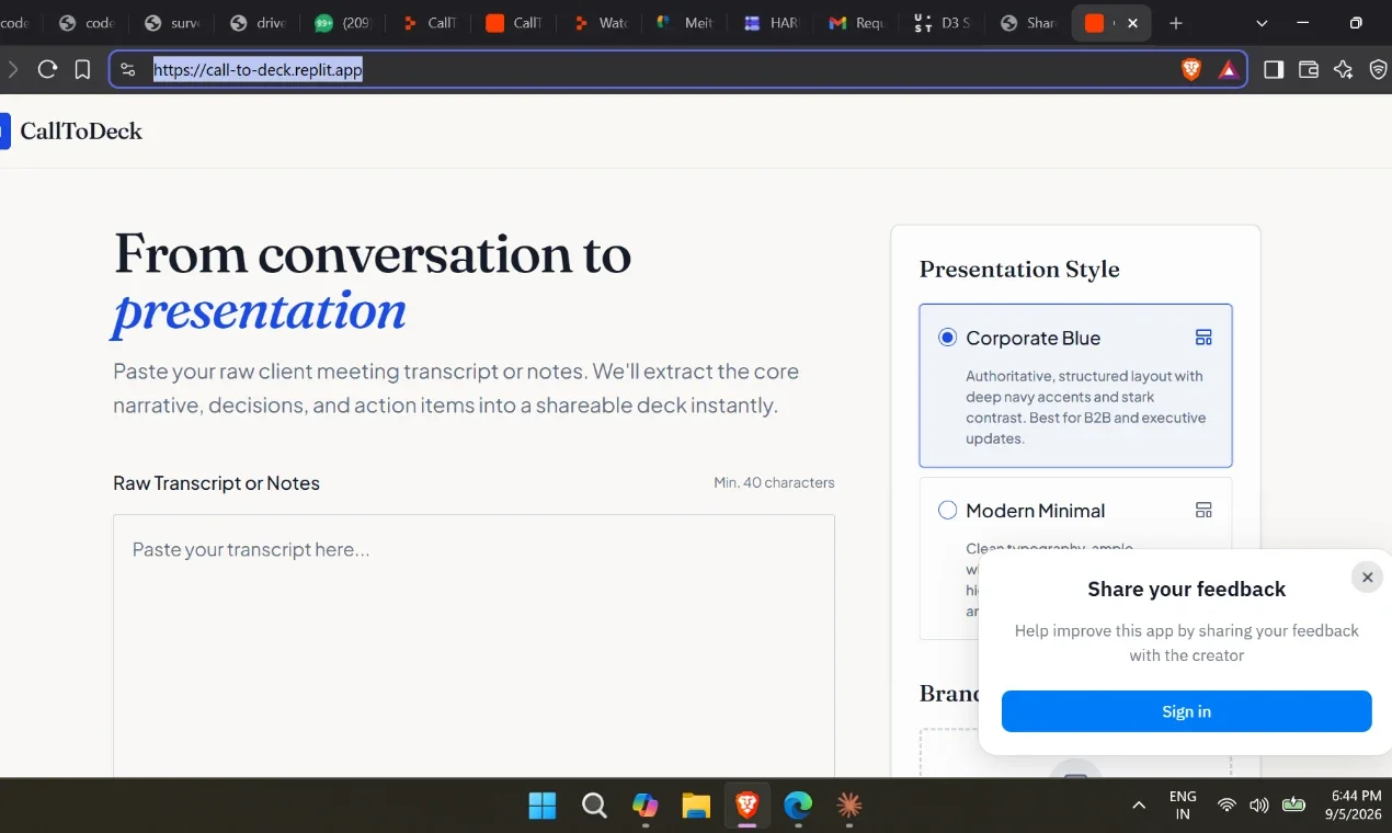 CalltoDeck, a vibe-coded project by SWAGAT BAGHEL
