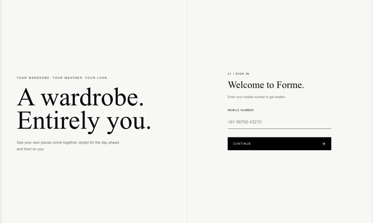 Forma outfit curator, a vibe-coded project by Danussh Aditya k