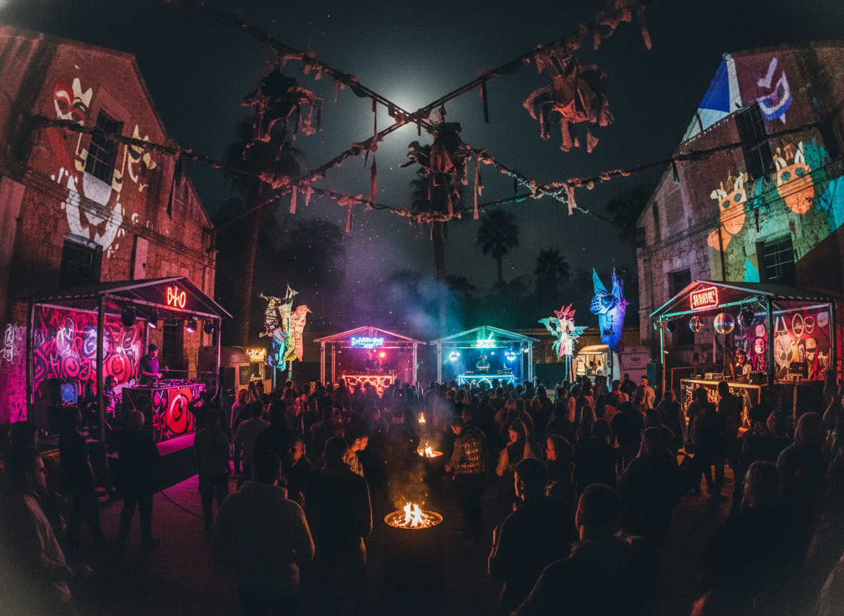 Immersive 4-Stage Carnival Warehouse Rave
